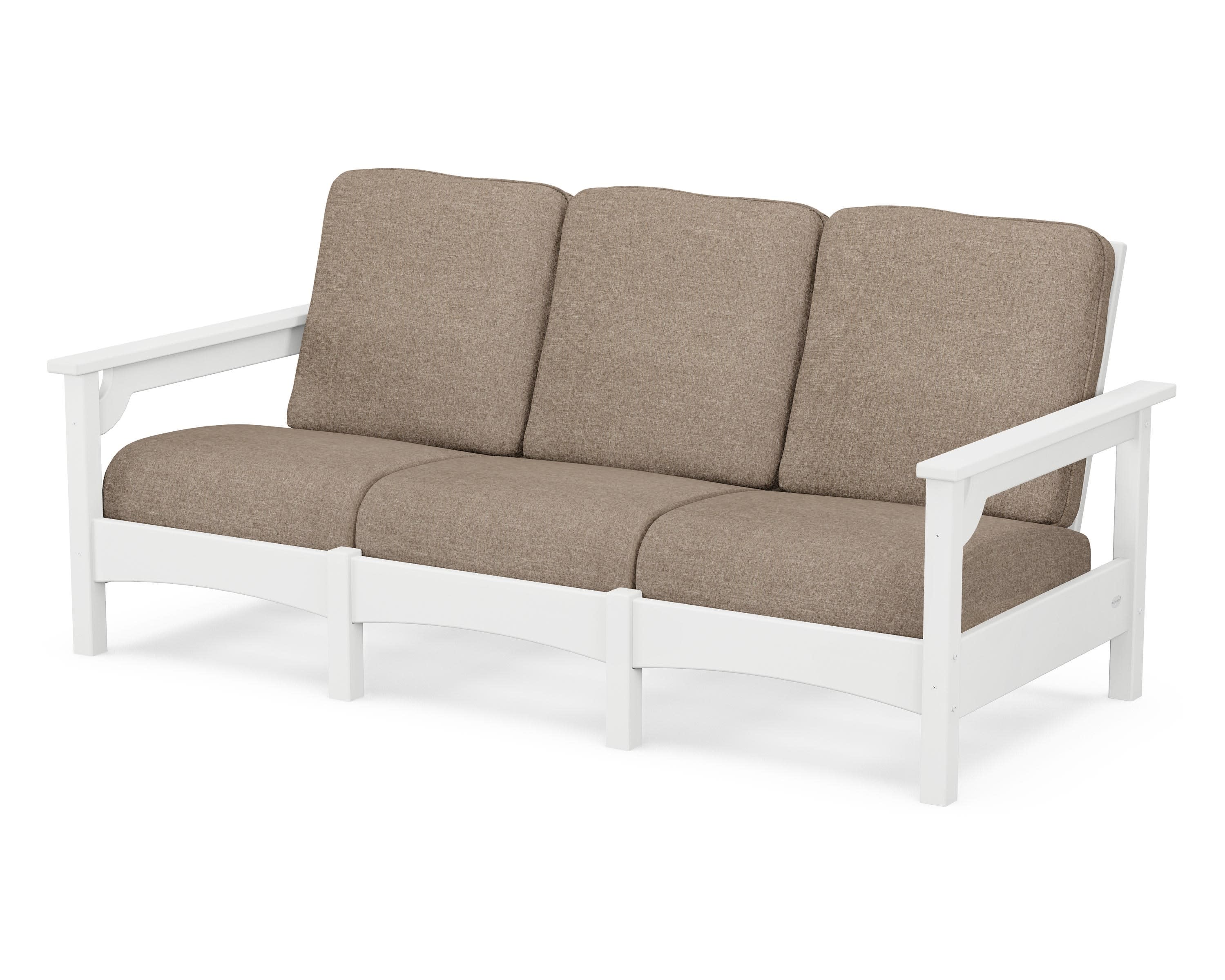 Club Sofa in White / Spiced Burlap