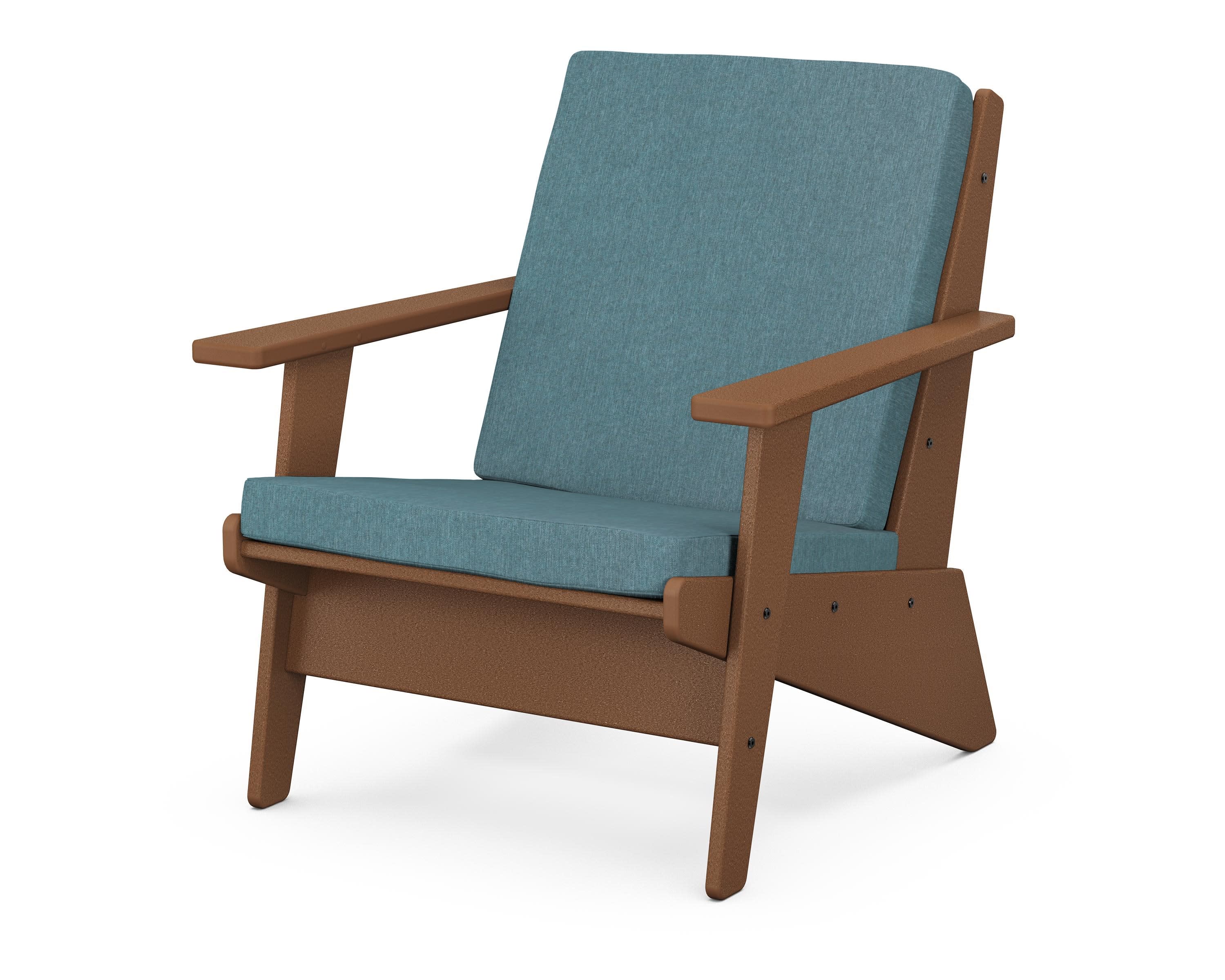 Riviera Modern Lounge Chair in Teak / Ocean Teal
