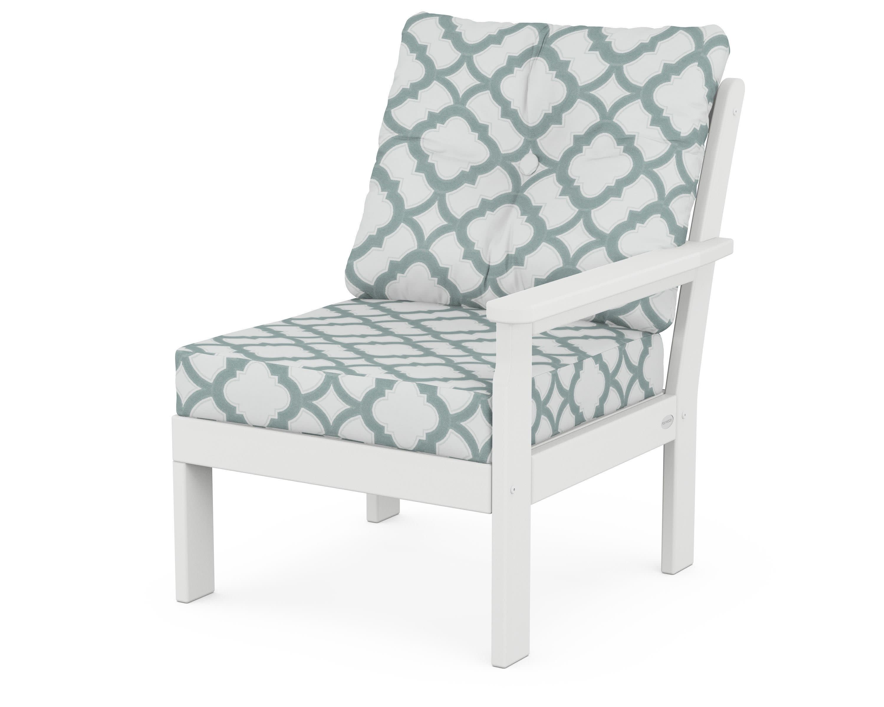 Vineyard Modular Right Arm Chair in White / Trellis Glacier Spa