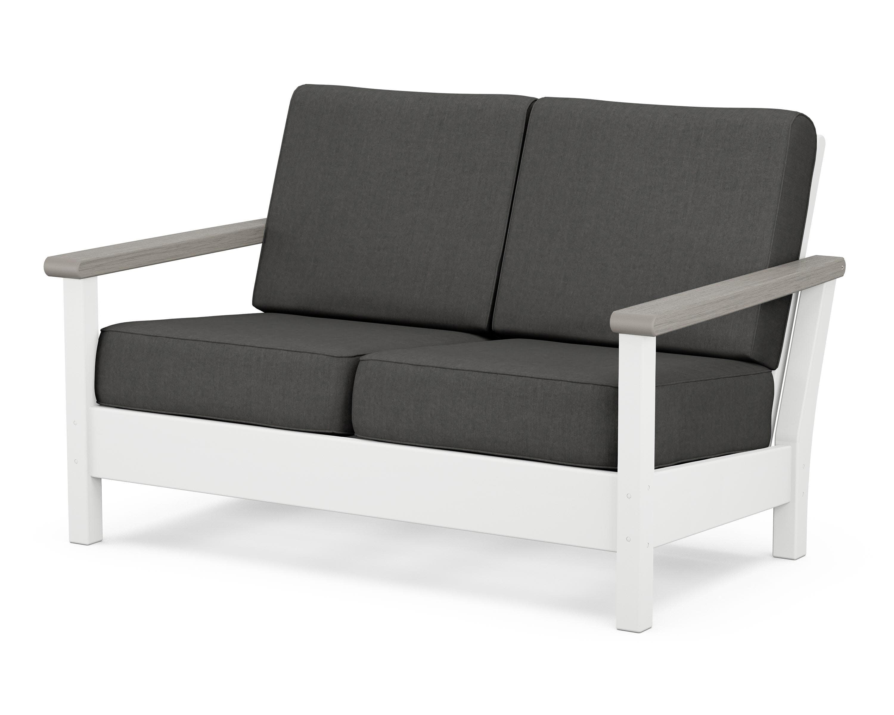 Harbour Deep Seating Loveseat in White / Driftwood / Spectrum Carbon