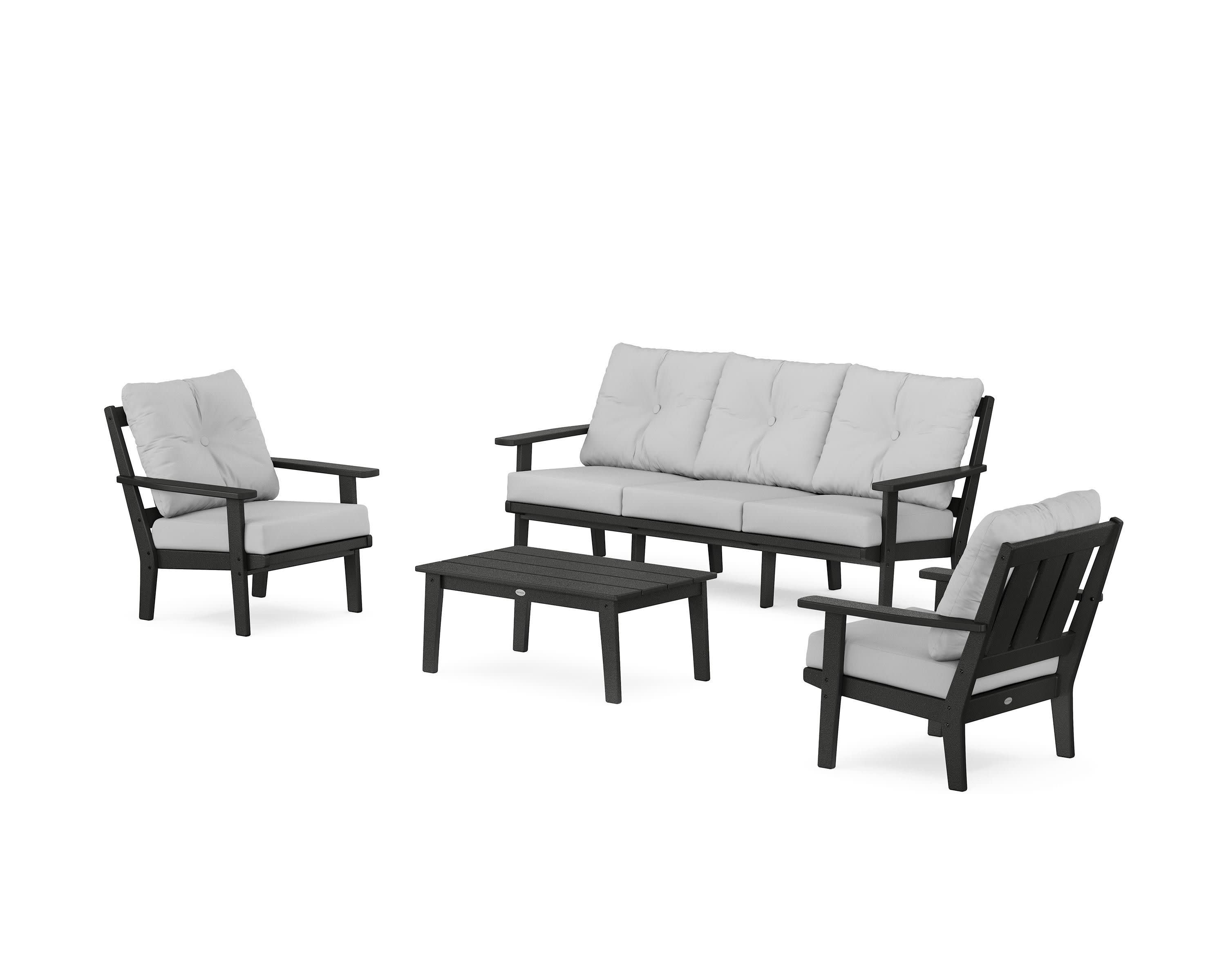 Oxford 4-Piece Deep Seating Set with Sofa in Black / Glacier Spa