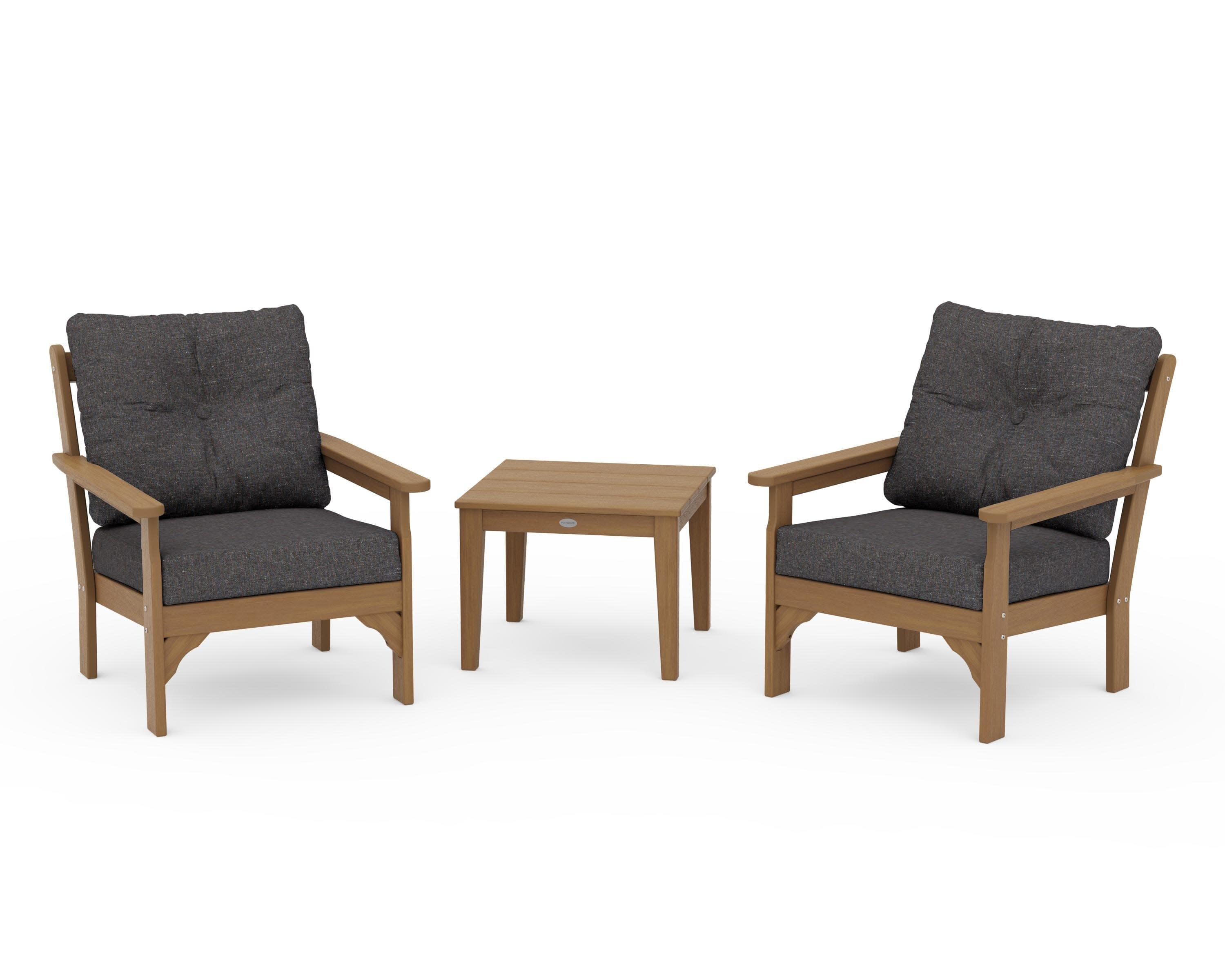 Vineyard 3-Piece Deep Seating Set in Natural / Ash Charcoal