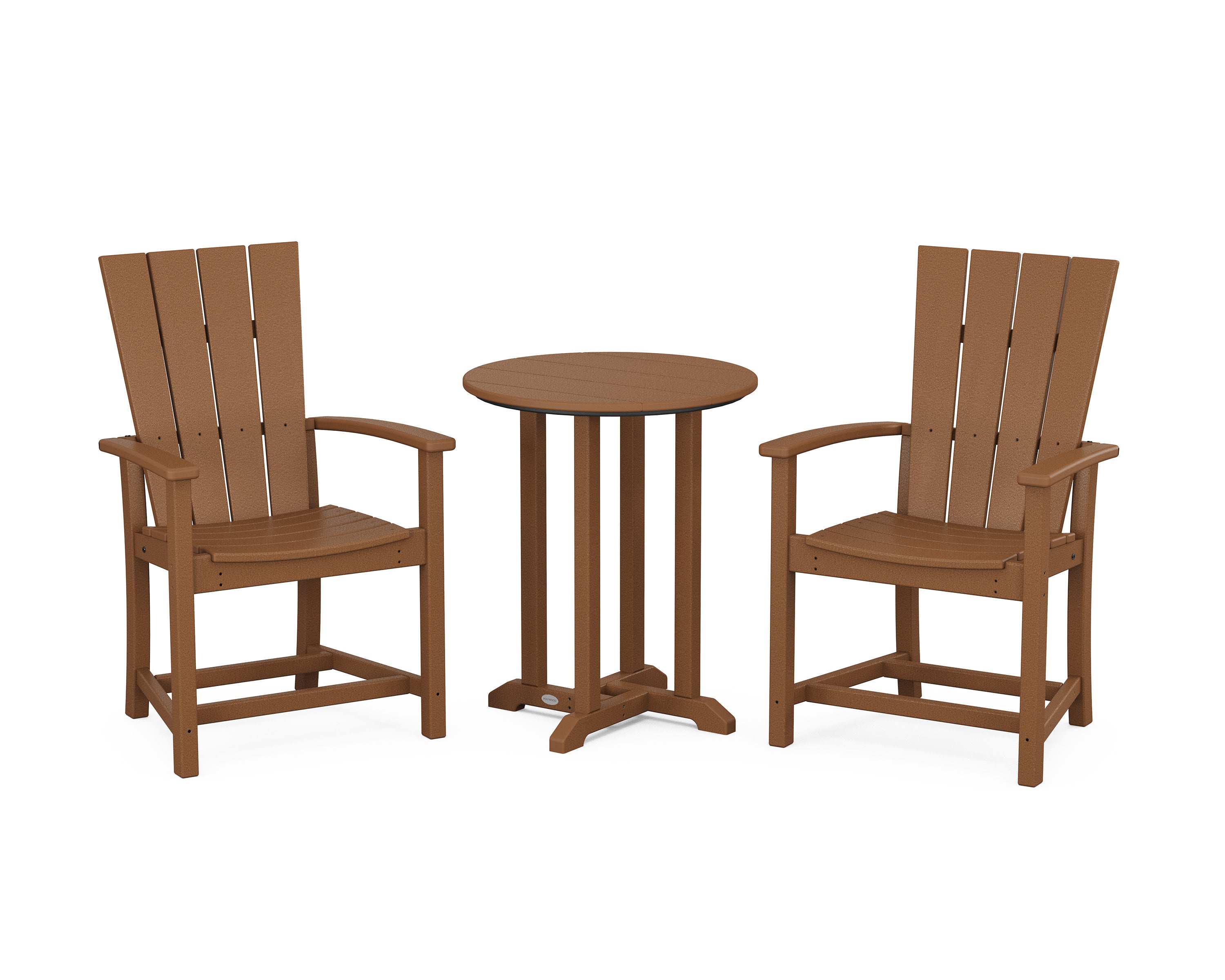 Quattro 3-Piece Round Farmhouse Bistro Dining Set in Teak