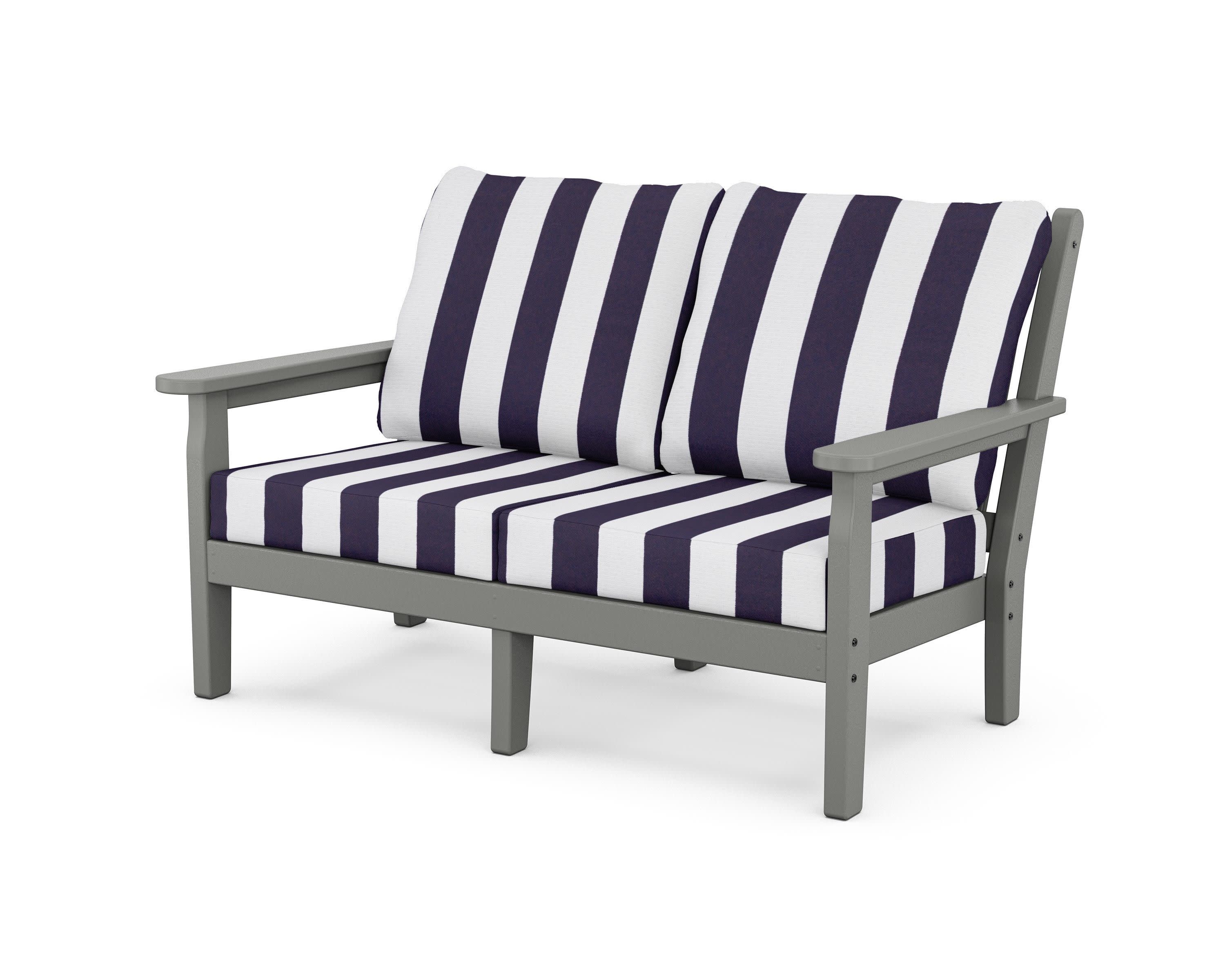 Chippendale Deep Seating Loveseat in Slate Grey / Cabana Stripe Navy