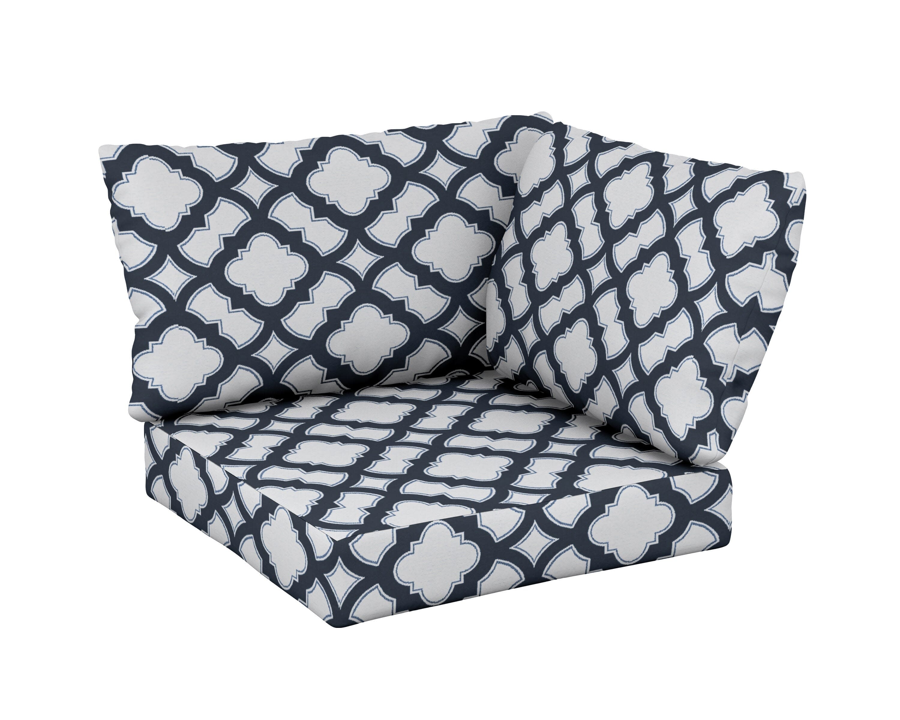 Modular Corner Cushion Set in Trellis Marine Indigo