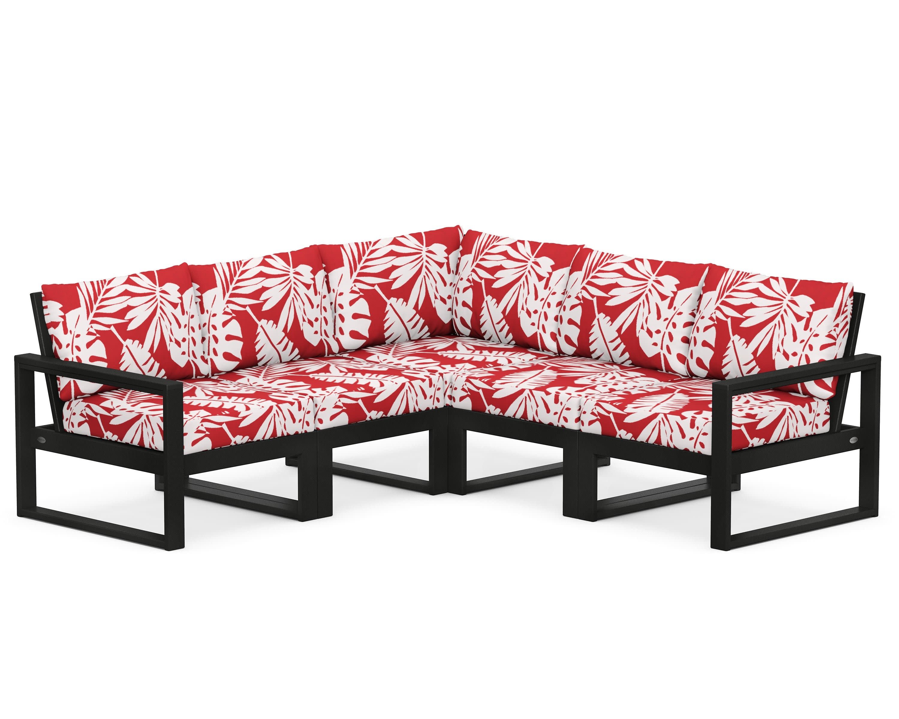 EDGE 5-Piece Modular Deep Seating Set in Black / Leaf Crimson