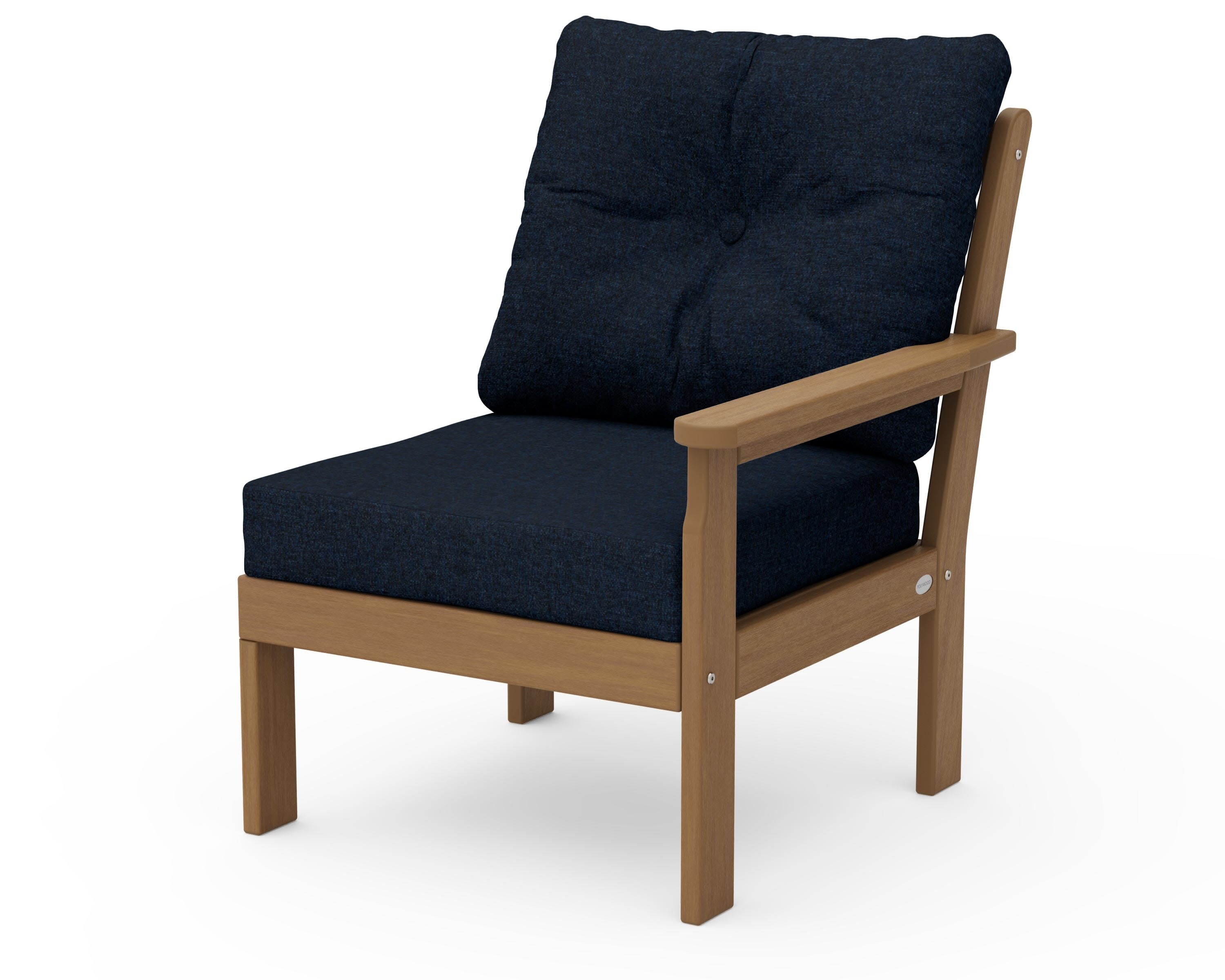 Vineyard Modular Right Arm Chair in Natural / Marine Indigo