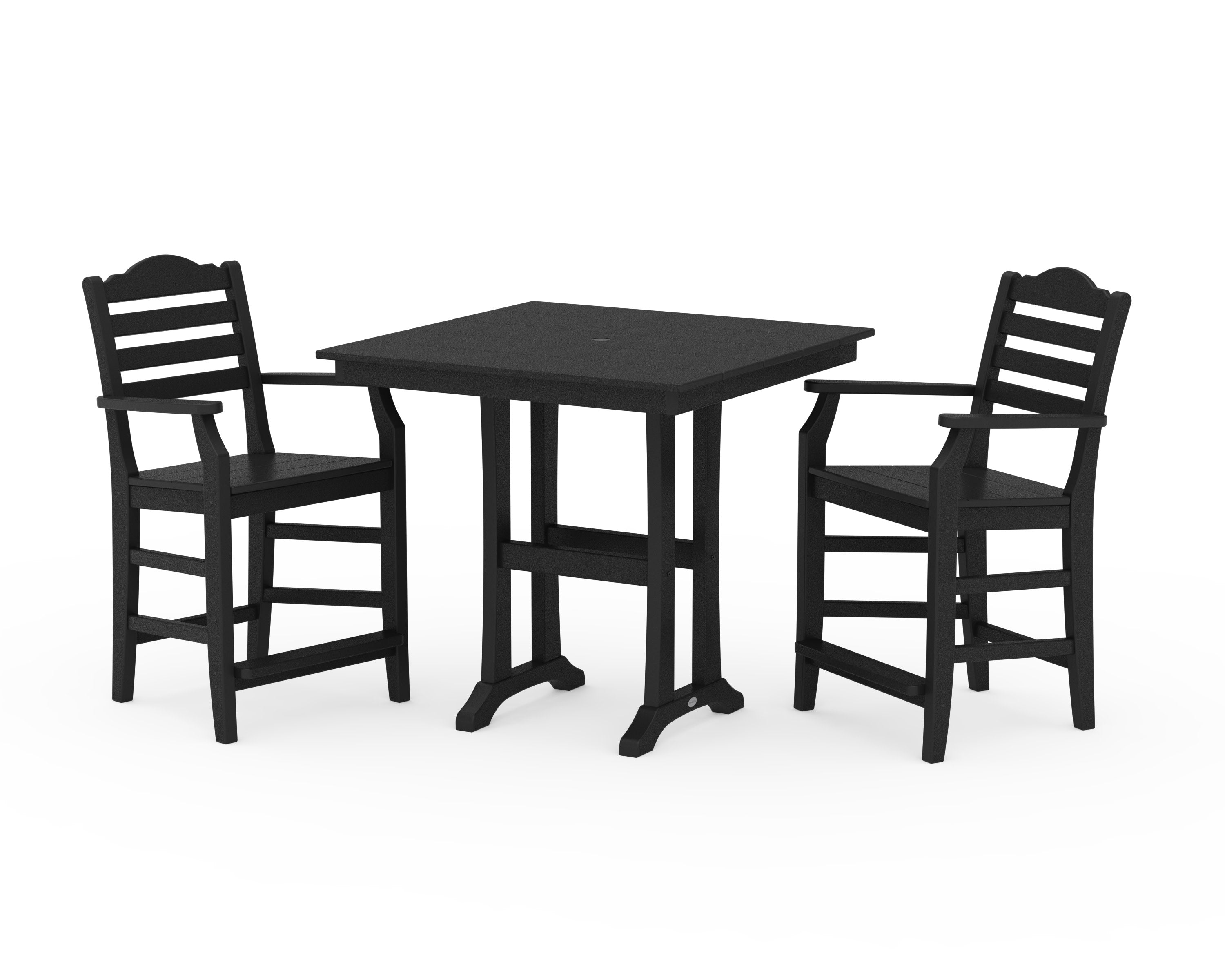 Savannah 3-Piece Farmhouse Counter Set with Trestle Legs in Black