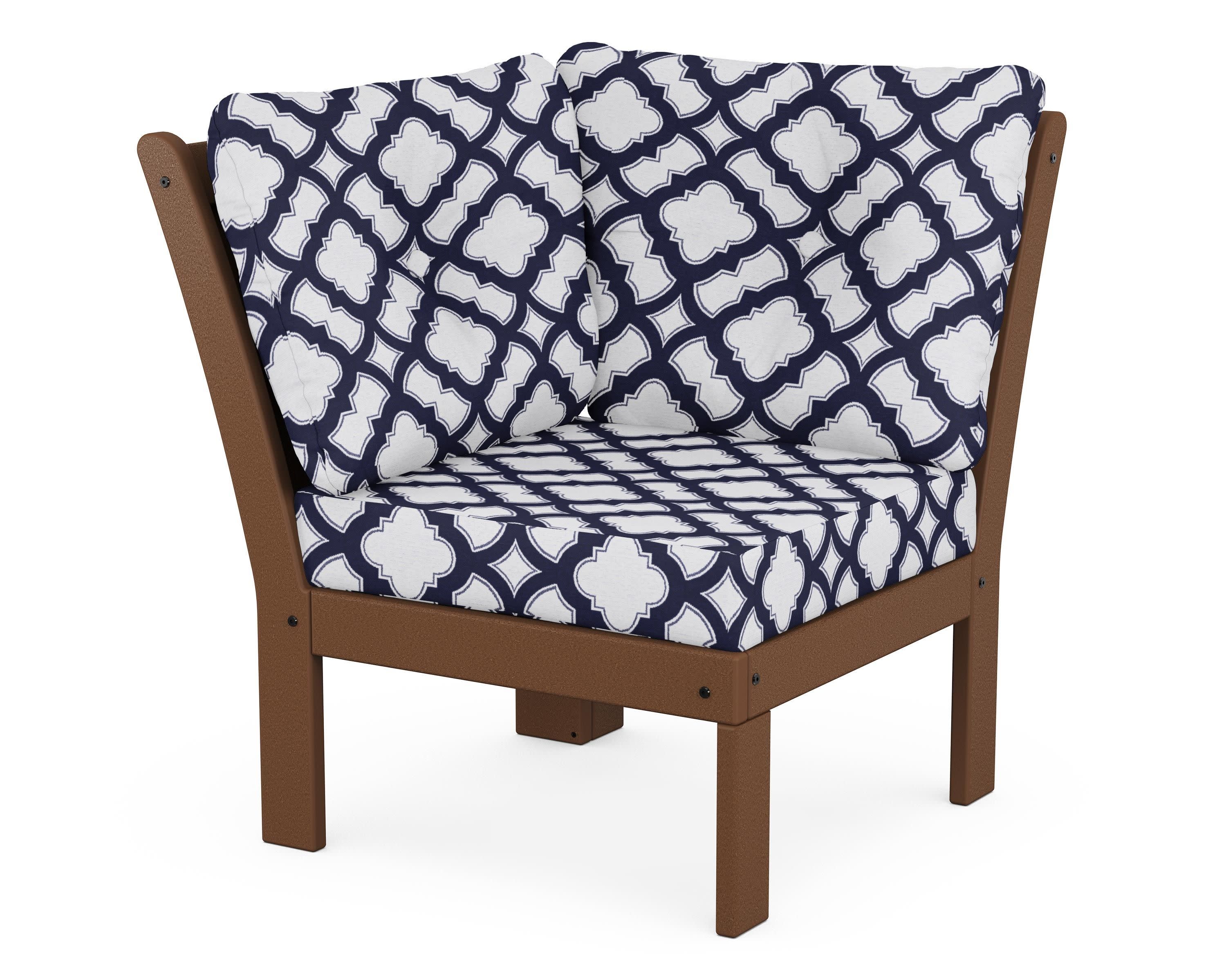 Vineyard Modular Corner Chair in Teak / Trellis Navy