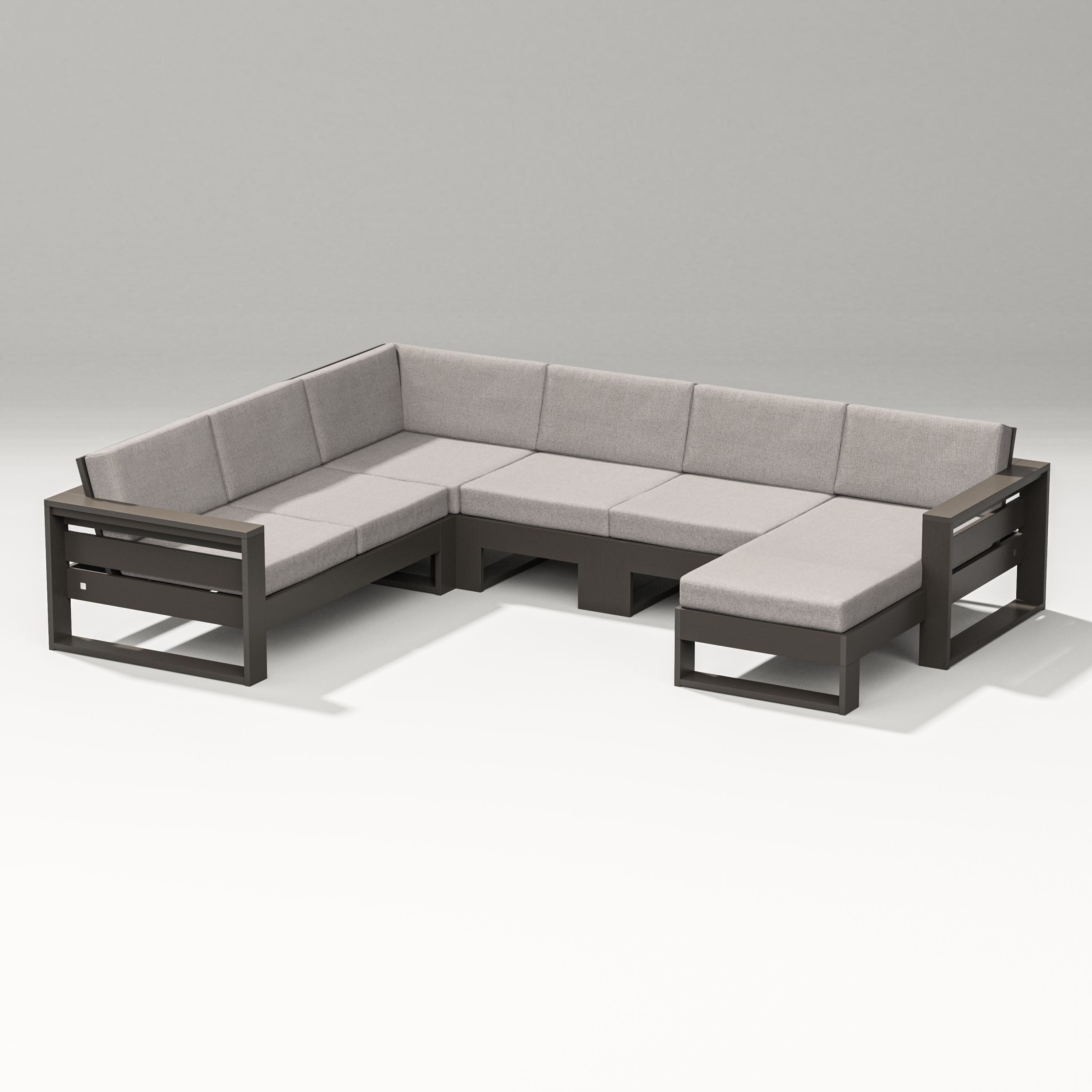 Latitude Corner Sectional with Right Chaise in Vintage Coffee / Weathered Tweed