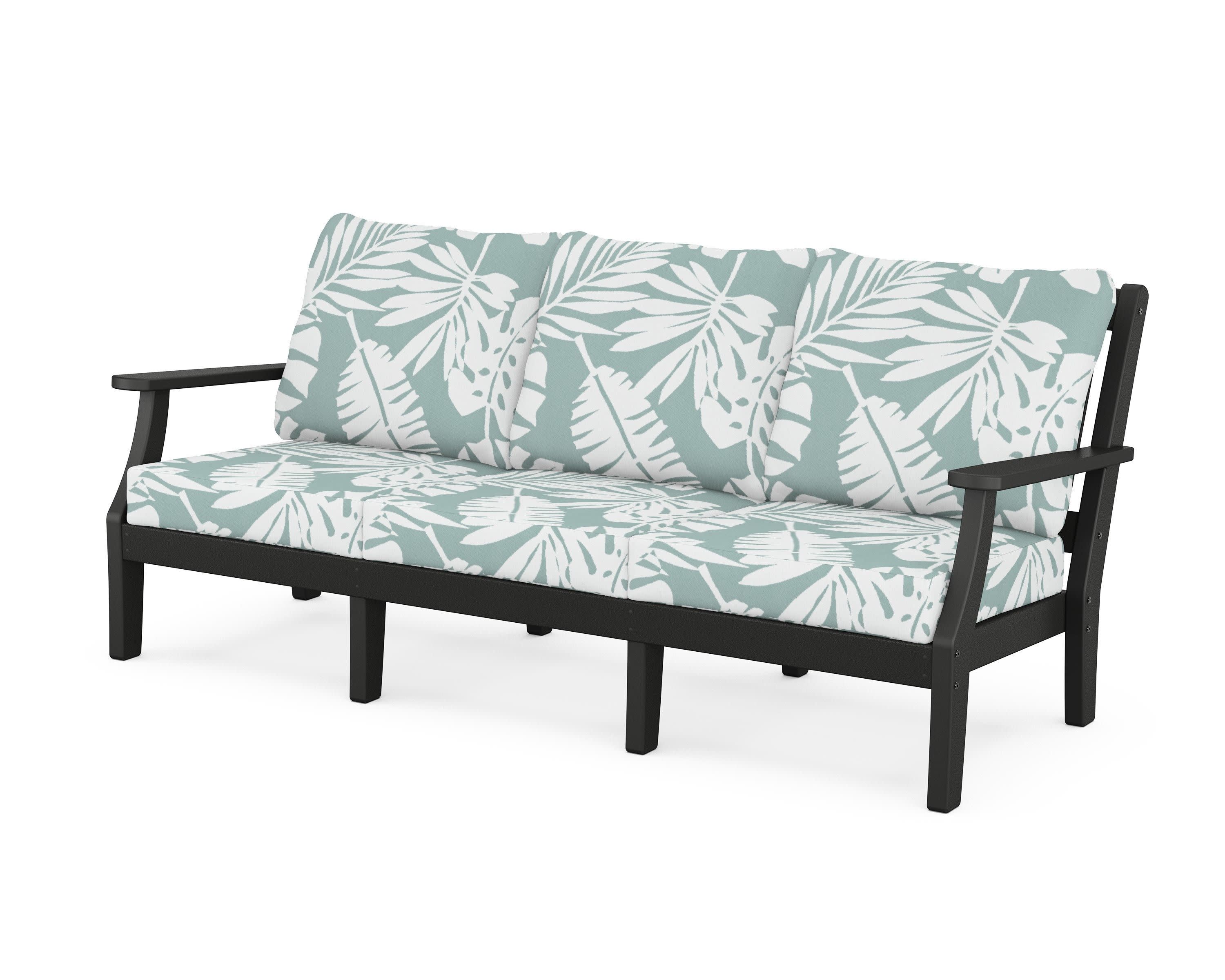 Chinoiserie Deep Seating Sofa in Black / Leaf Glacier Spa