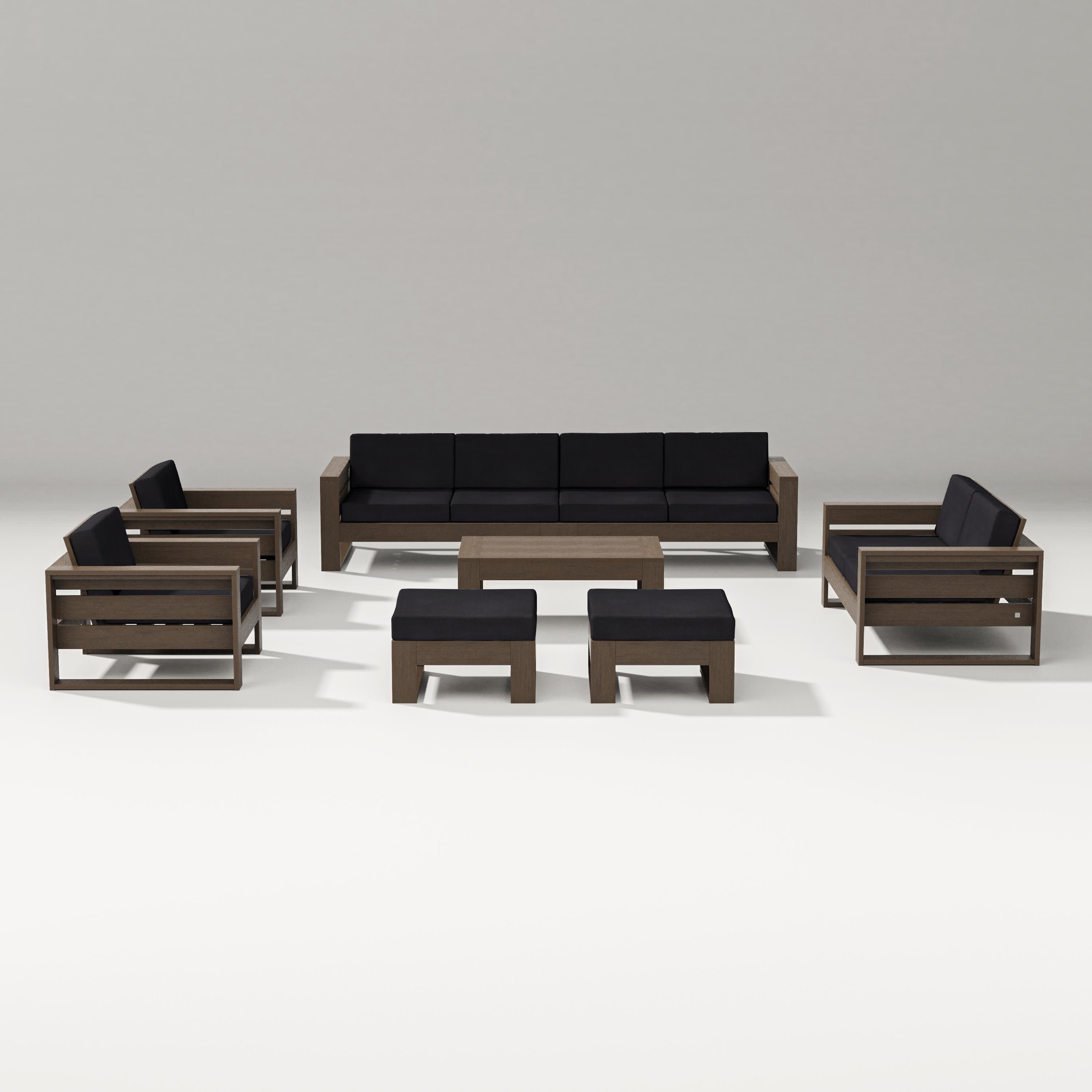 Latitude 8-Piece Lounge Sofa Set in Kona / Midnight Linen
