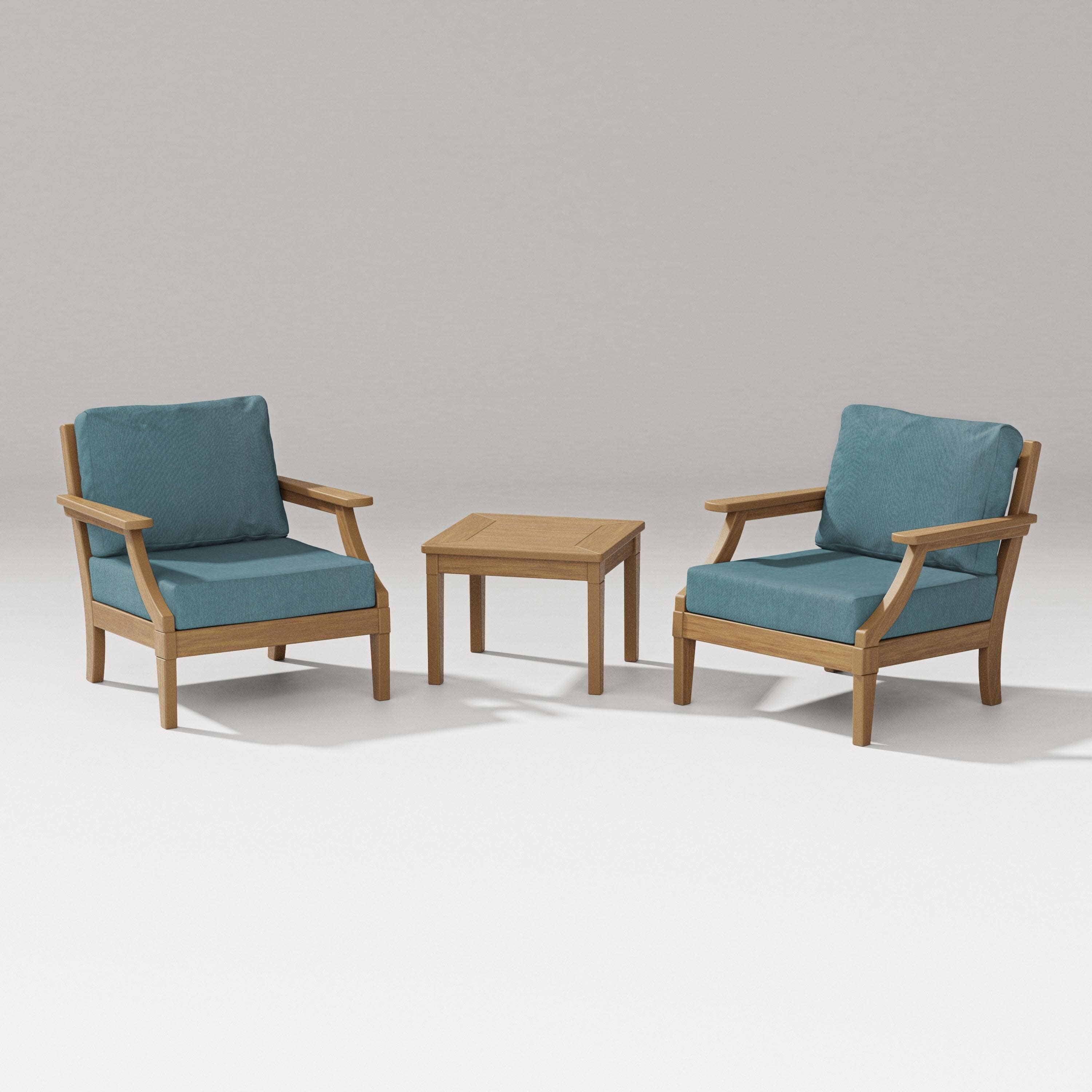 Estate 3-Piece Lounge Chair Set in Natural / Ocean Teal
