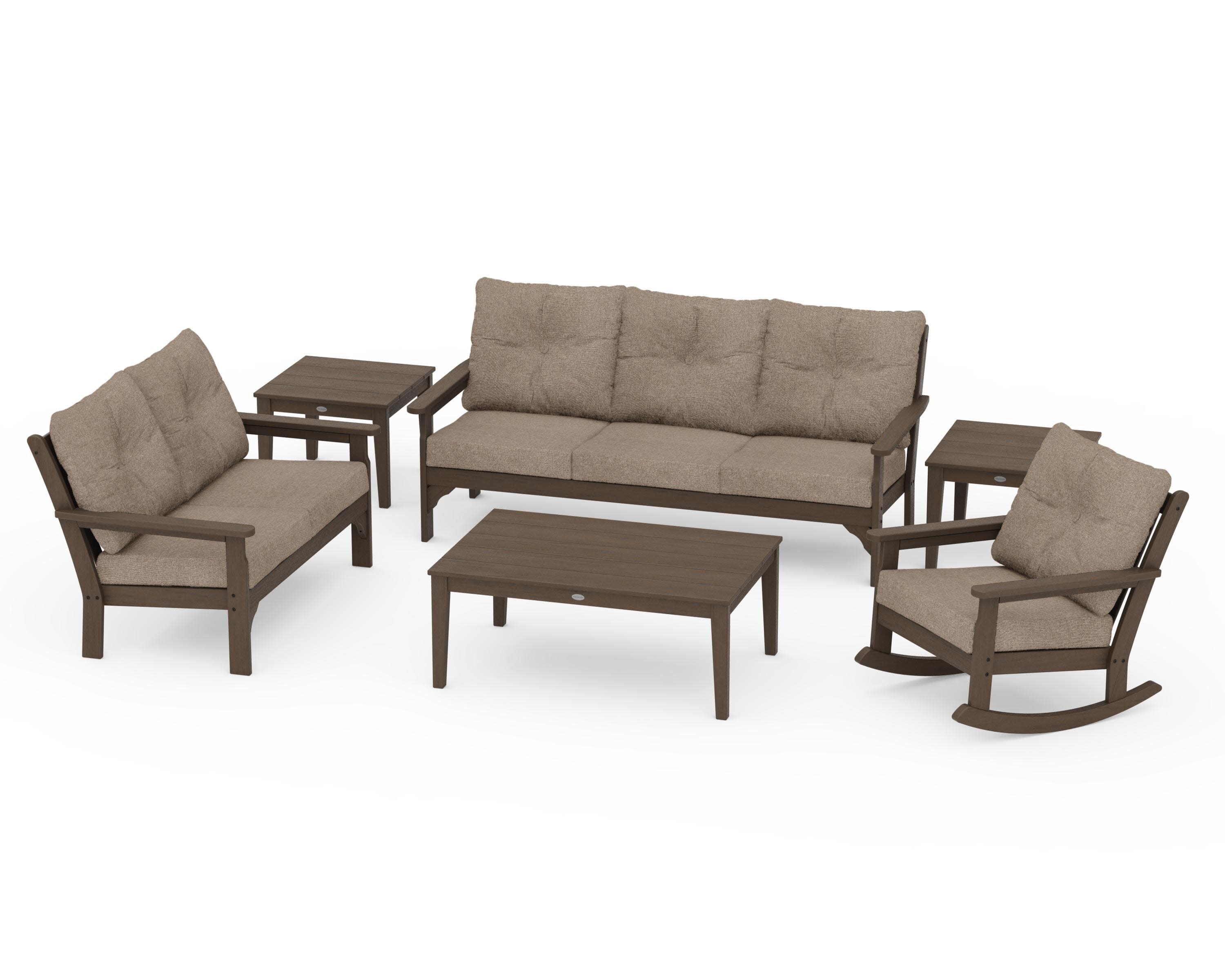 Vineyard 6-Piece Deep Seating Set in Kona / Spiced Burlap