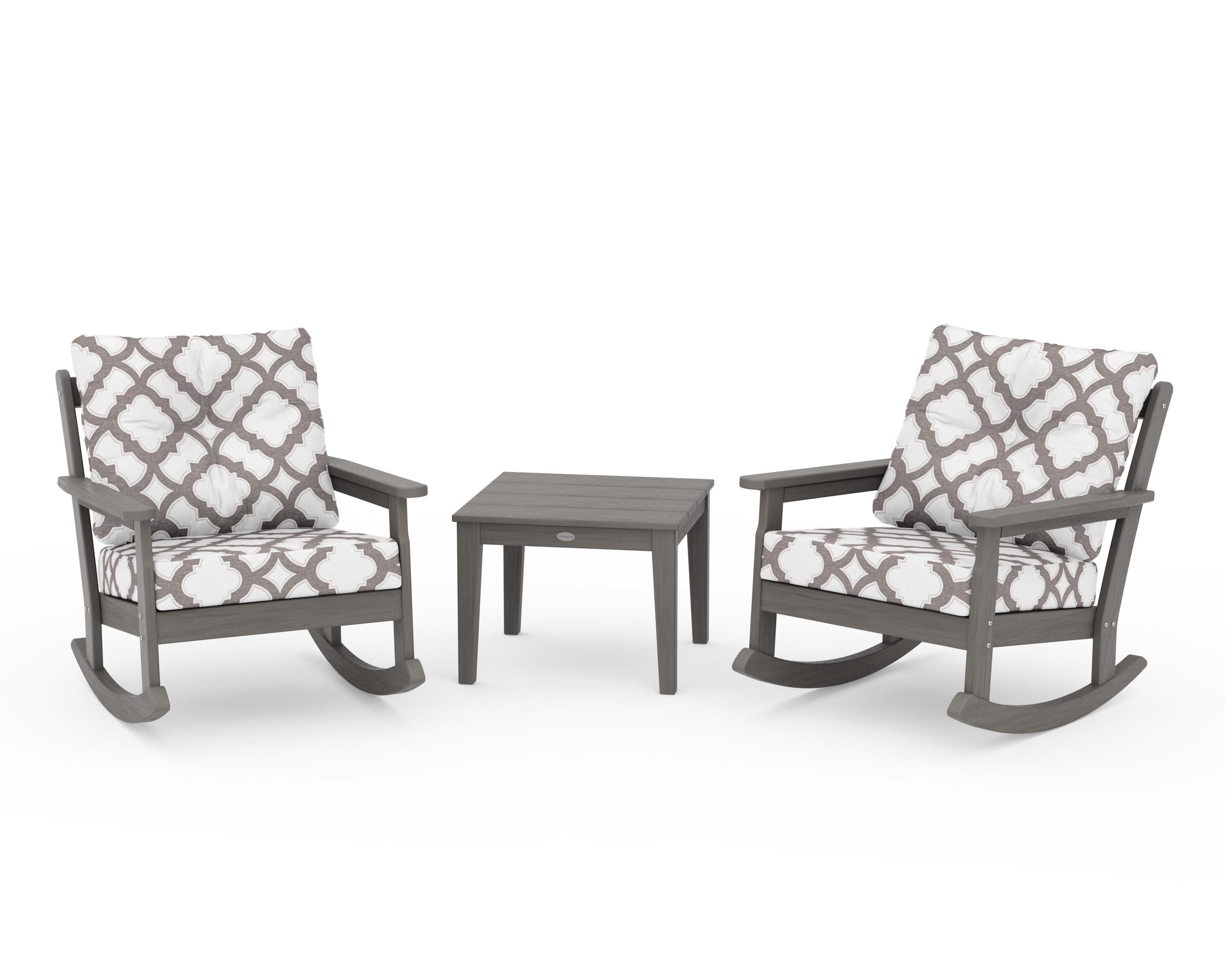 Vineyard 3-Piece Deep Seating Rocker Set in Driftwood / Trellis Grey Mist