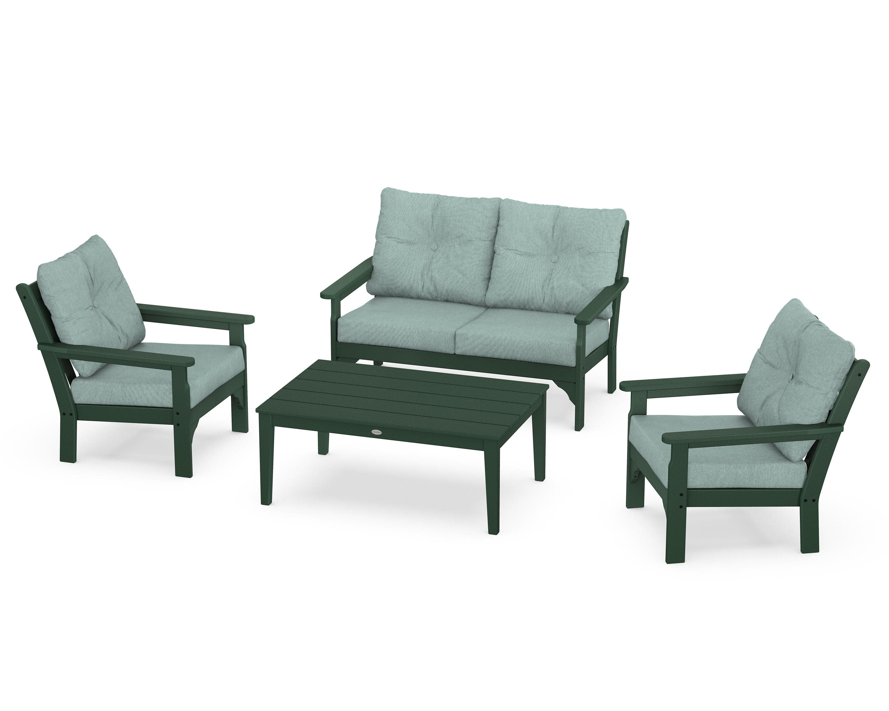 Vineyard 4-Piece Deep Seating Set in Green / Glacier Spa