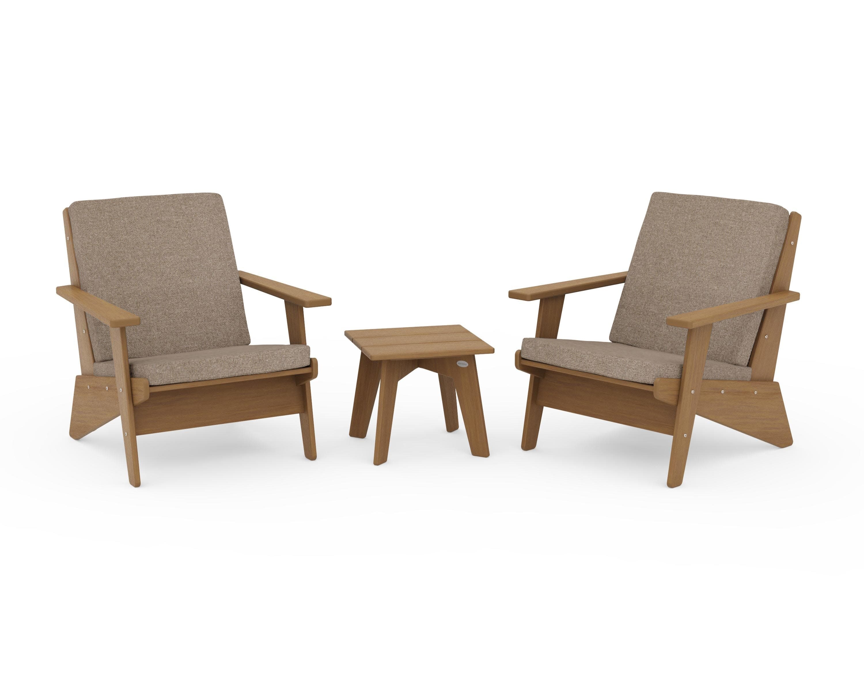 Riviera Modern Lounge 3-Piece Set in Natural / Spiced Burlap