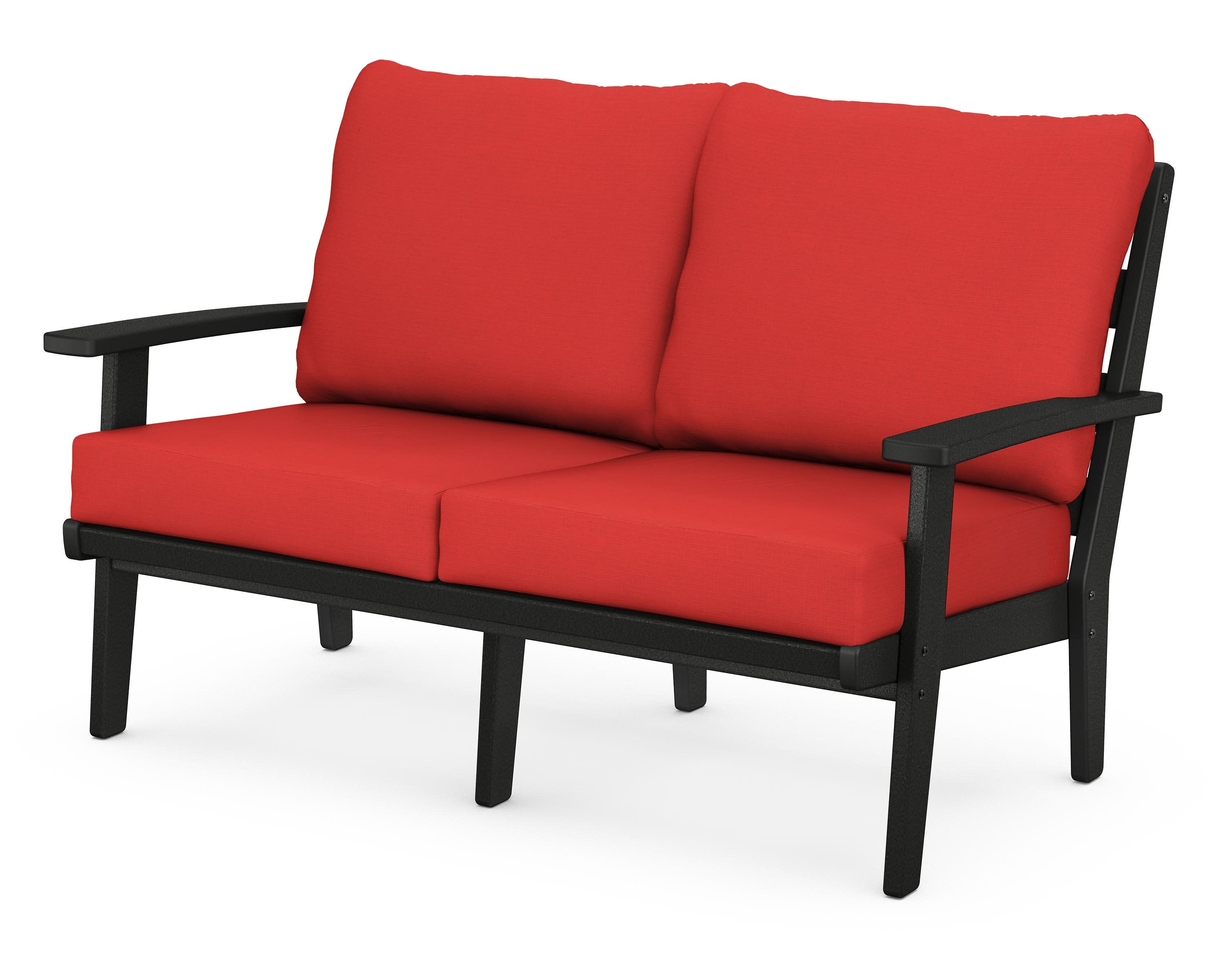 Grant Park Deep Seating Loveseat in Black / Crimson Linen
