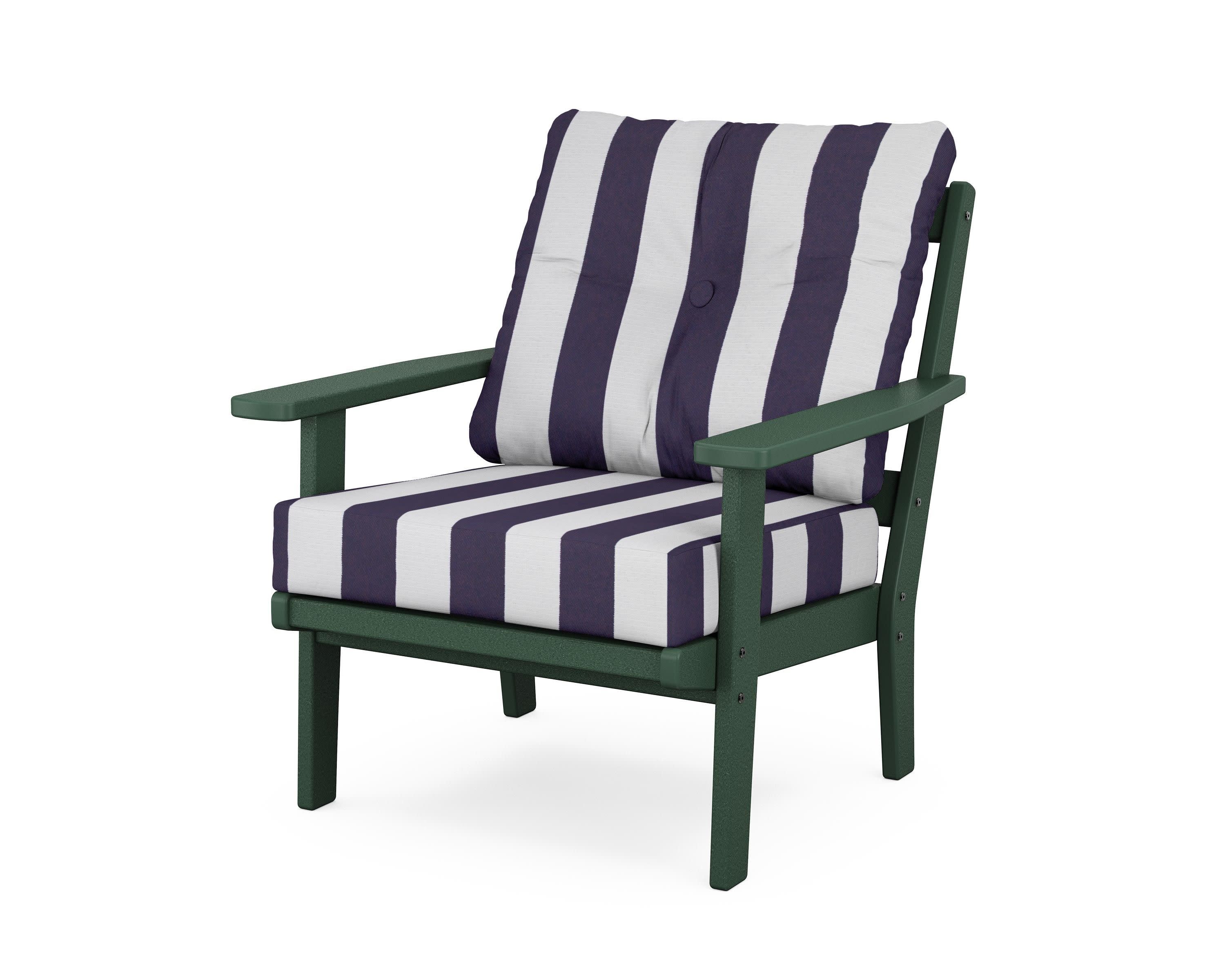 Oxford Deep Seating Chair in Green / Cabana Stripe Navy