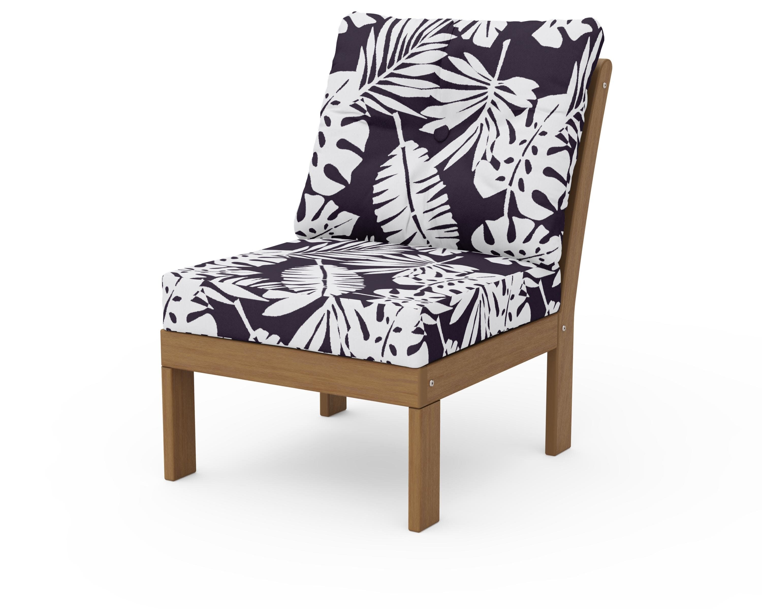 Vineyard Modular Armless Chair in Natural / Leaf Navy