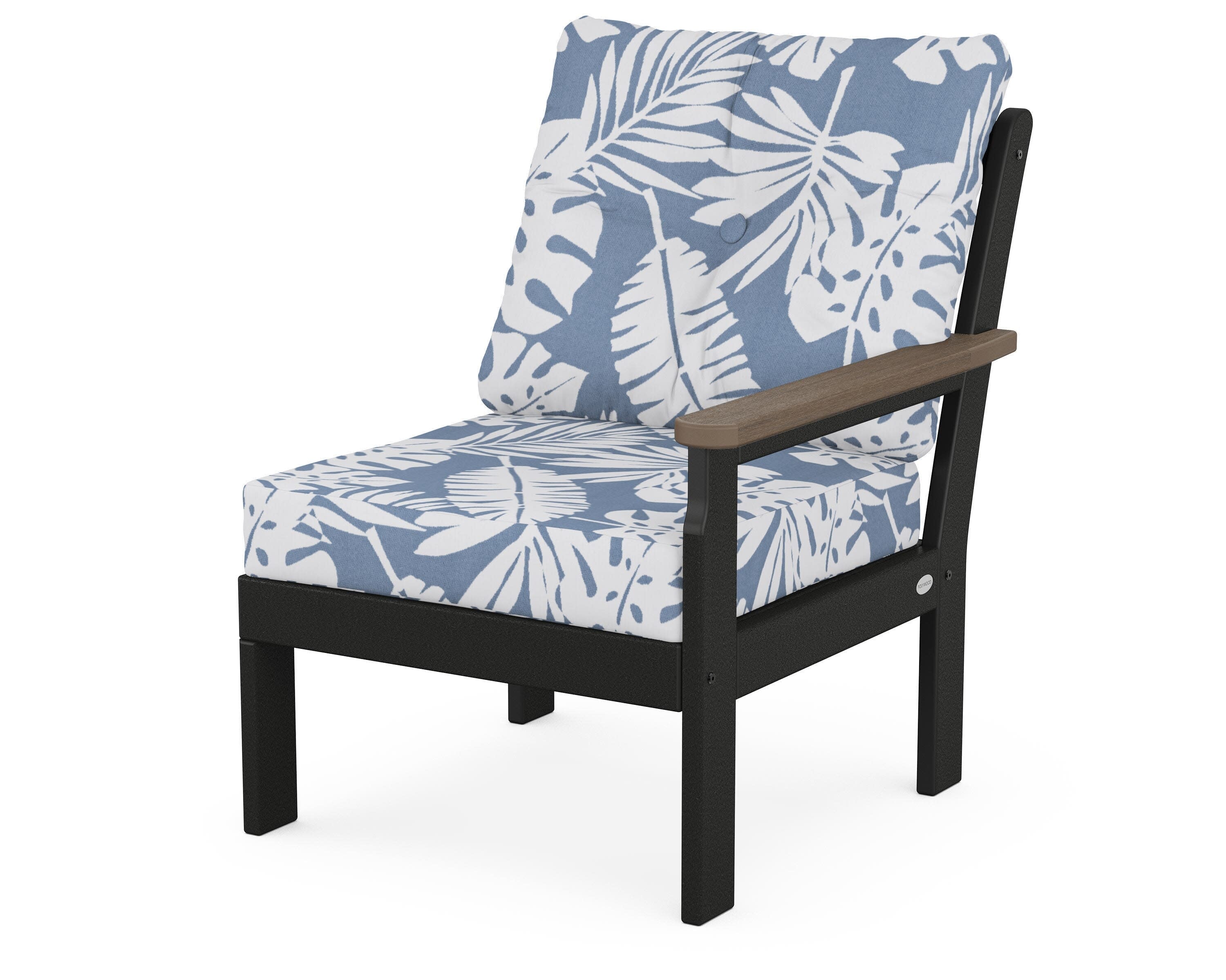 Vineyard Modular Right Arm Chair in Black / Kona / Leaf Sky Blue