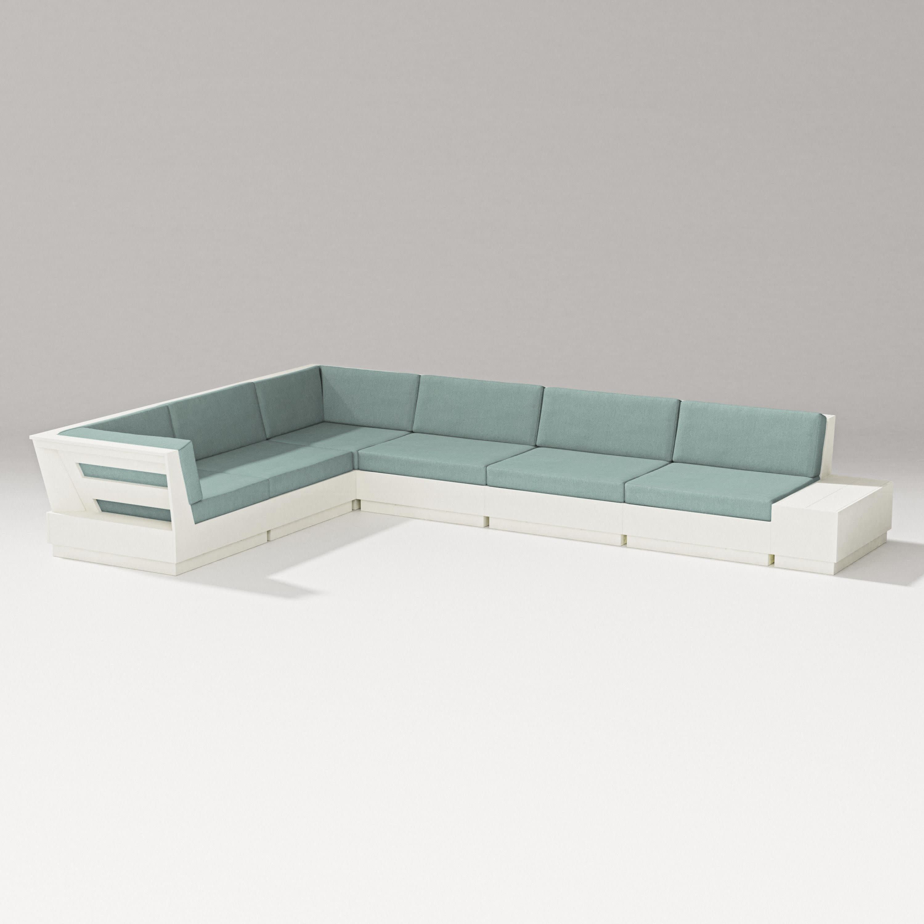 Elevate 7-Piece Corner Sectional in Vintage White / Glacier Spa