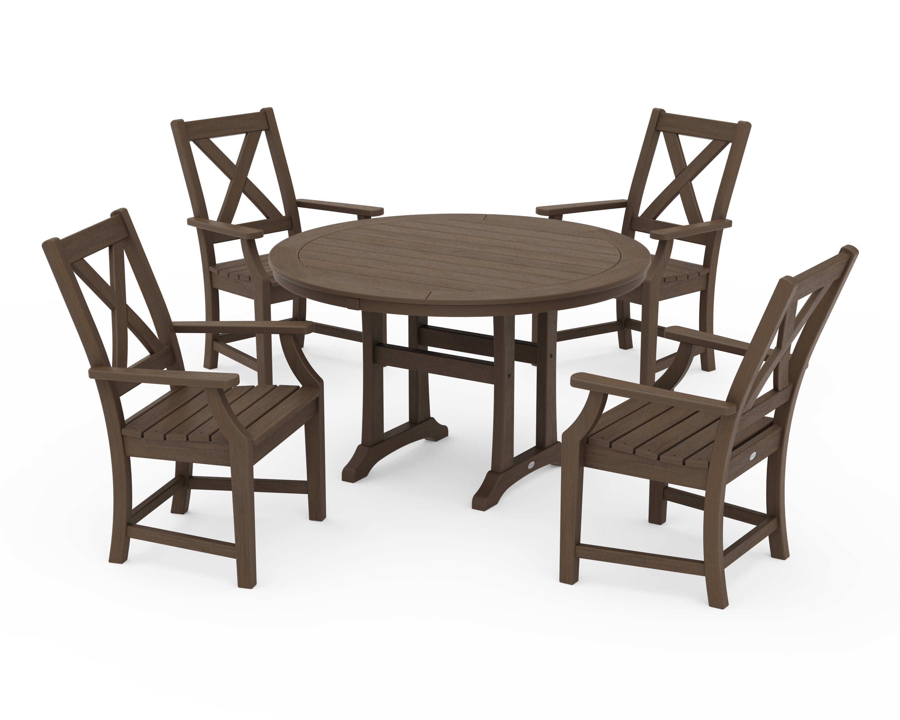 Braxton 5-Piece Nautical Trestle Arm Chair Dining Set in Kona