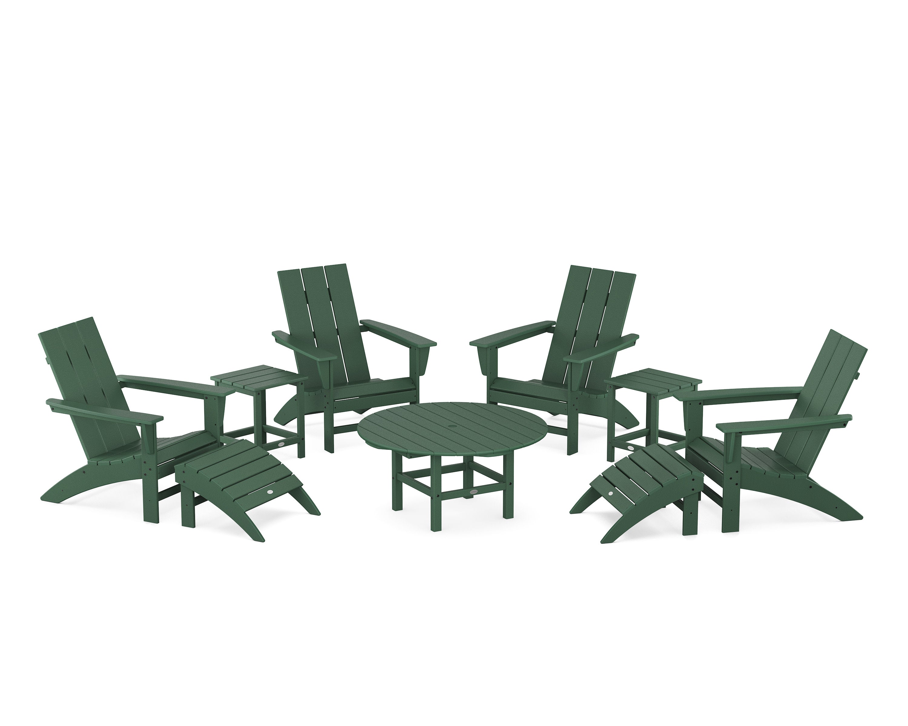 Modern Adirondack Chair 9-Piece Conversation Set in Green