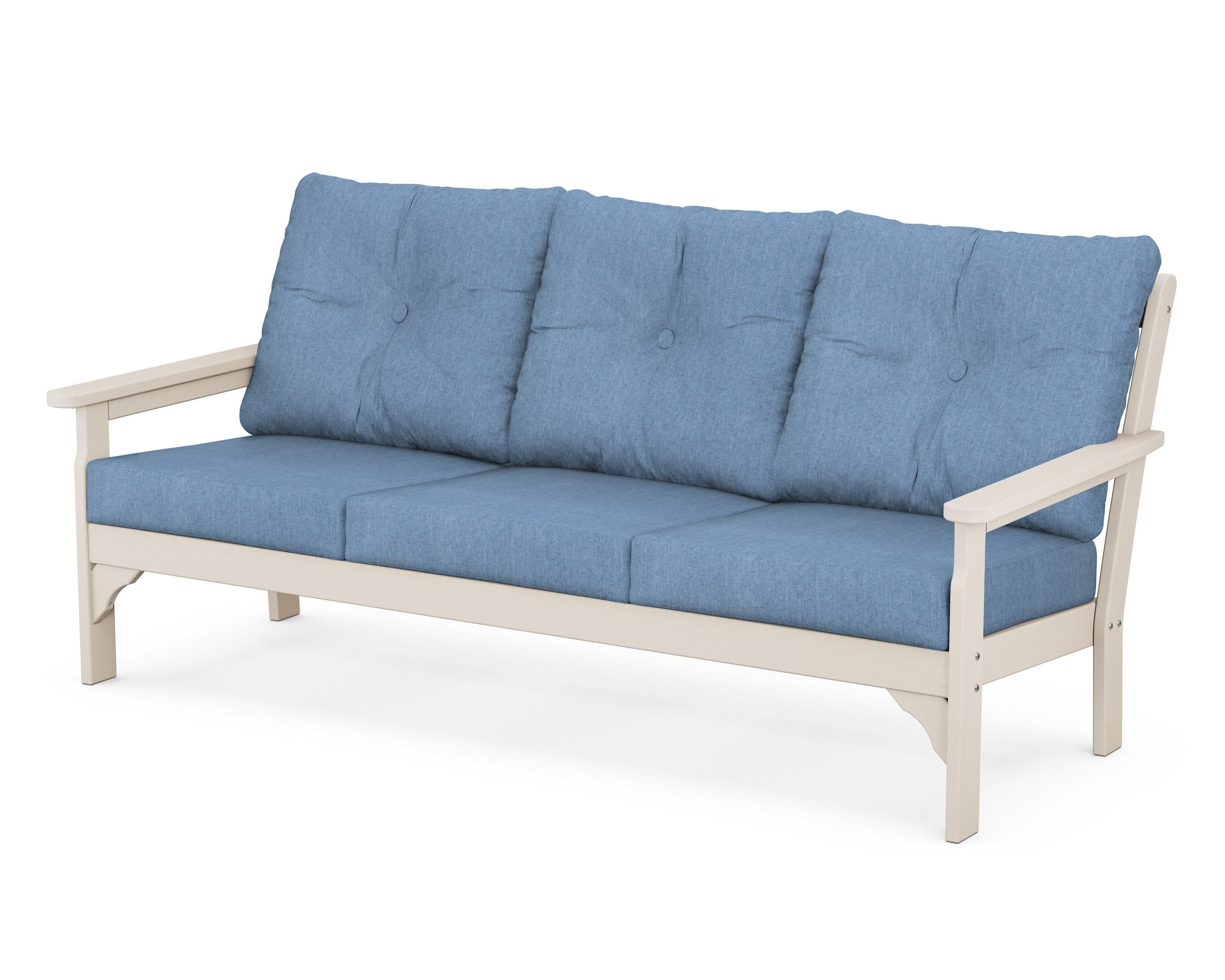 Vineyard Deep Seating Sofa in Sand / Sky Blue