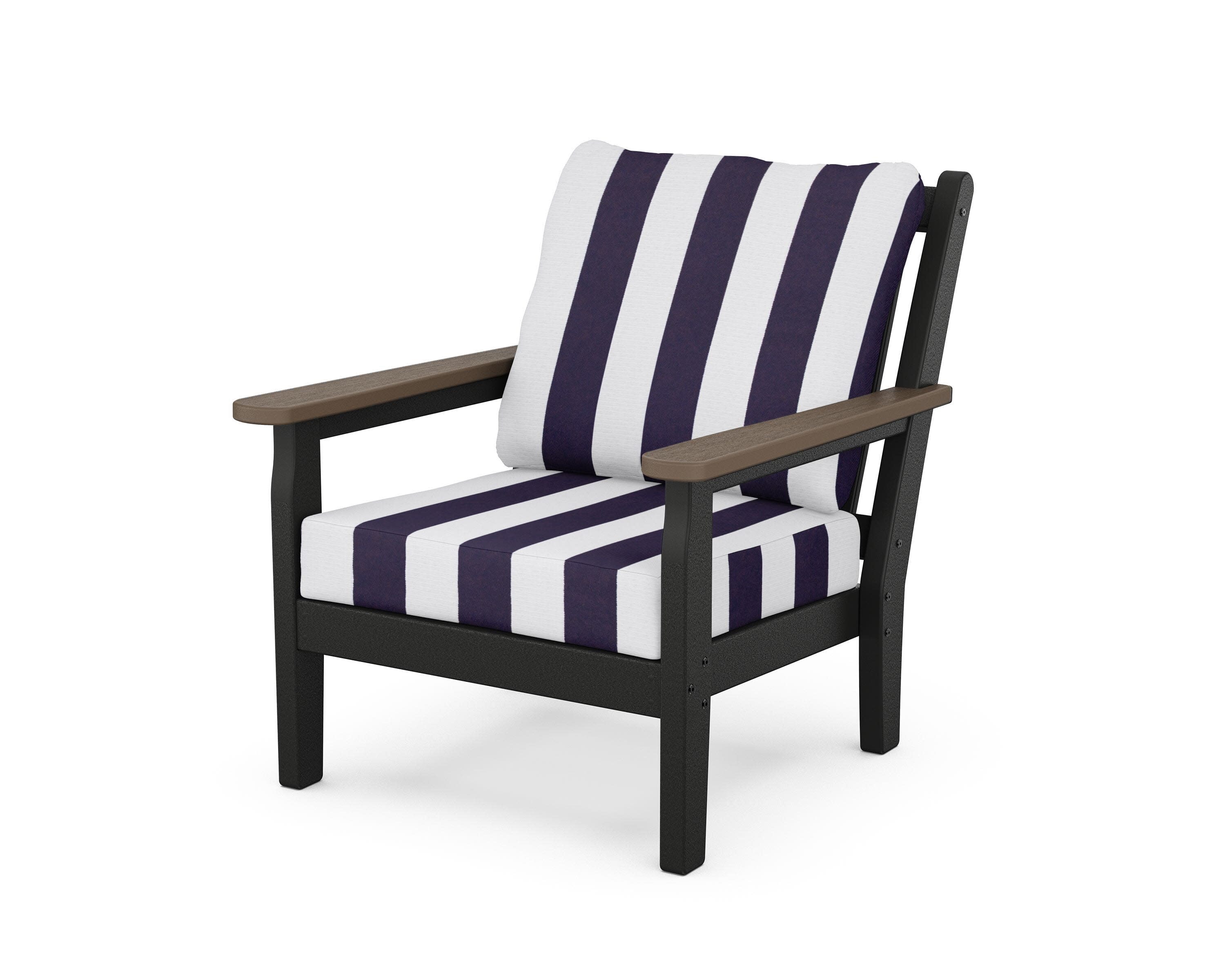 Chippendale Deep Seating Chair in Black / Kona / Cabana Stripe Navy