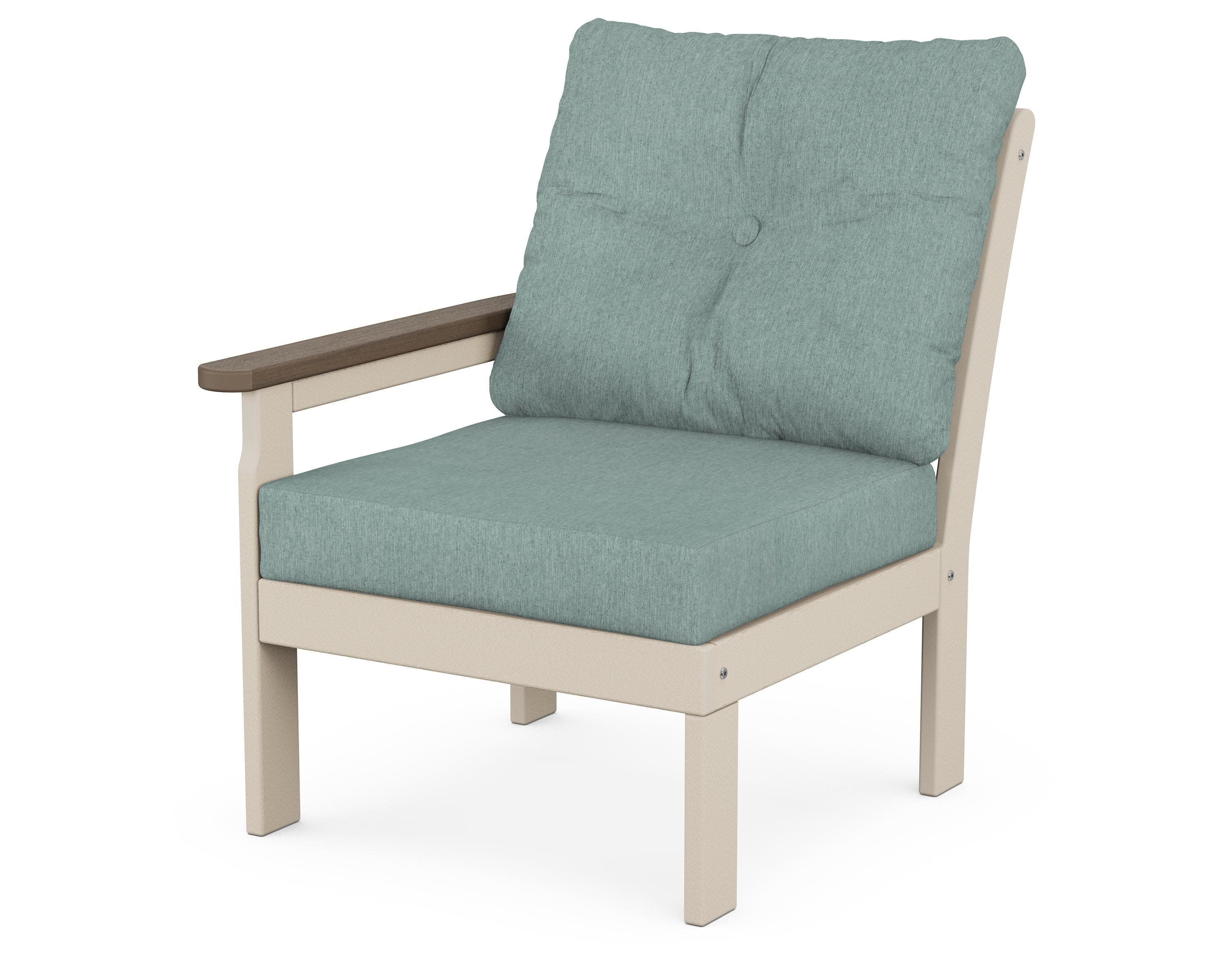 Vineyard Modular Left Arm Chair in Sand / Kona / Glacier Spa
