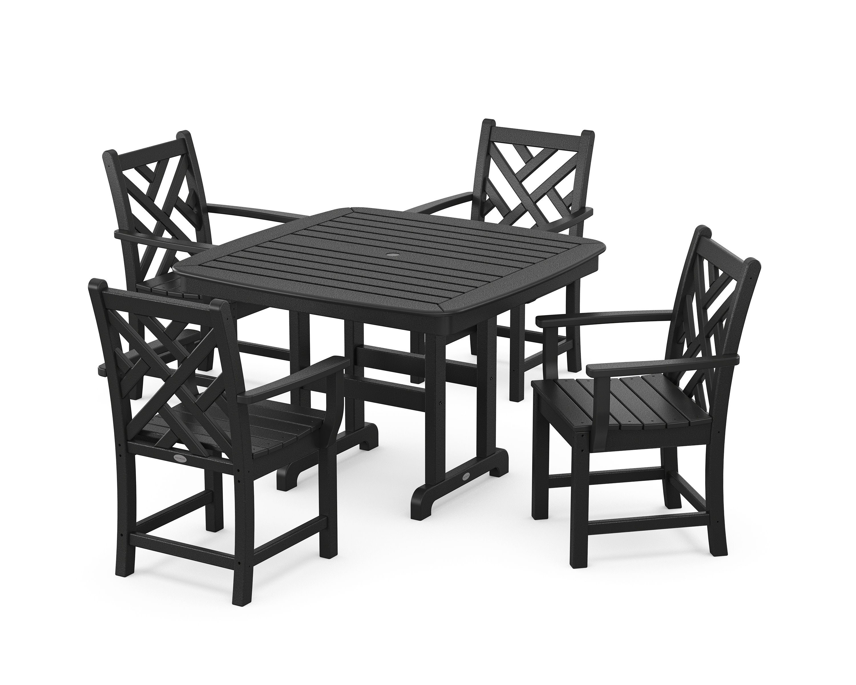 Chippendale 5-Piece Dining Set with Trestle Legs in Black