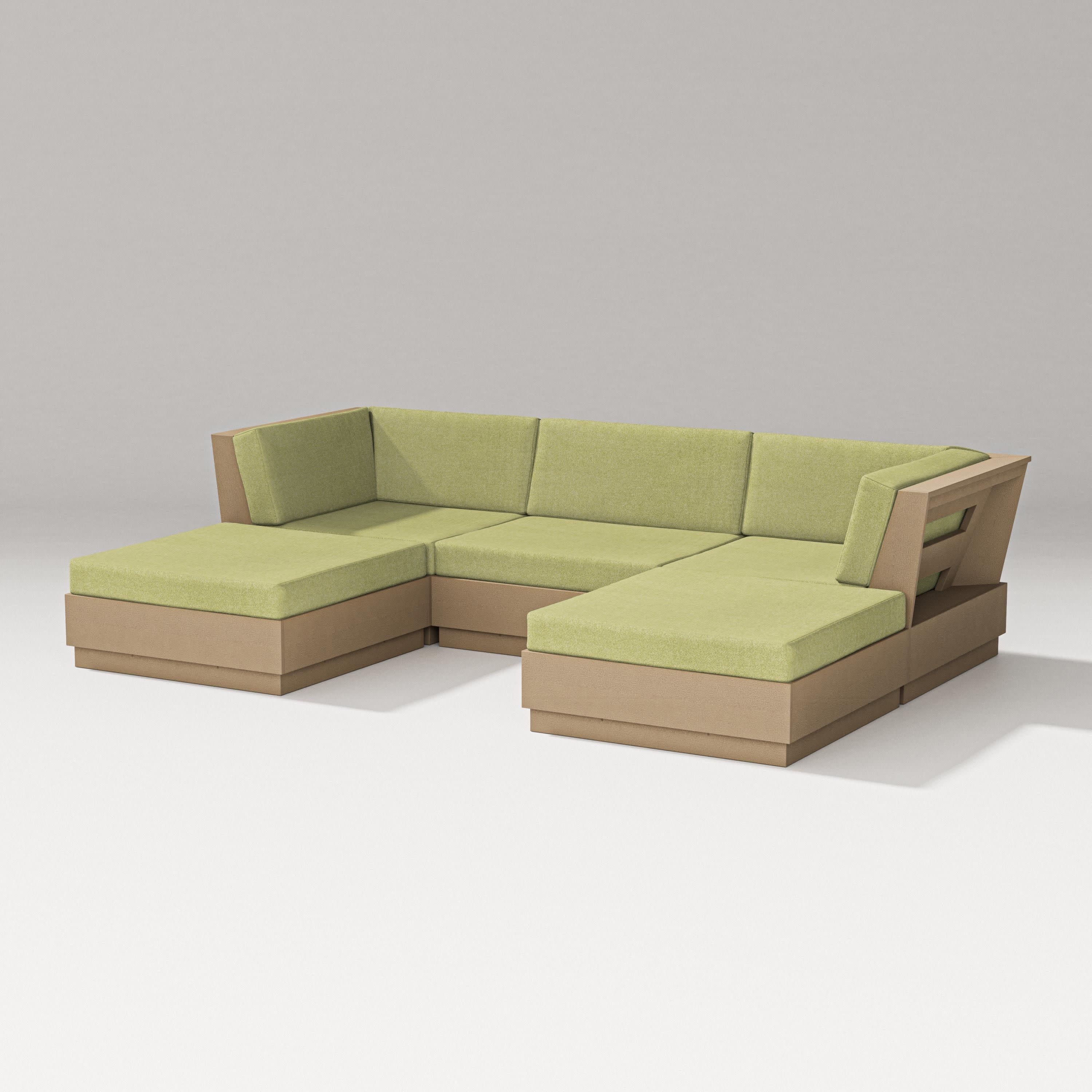 Elevate Double Chaise Sectional in Vintage Sahara / Chartreuse Boucle