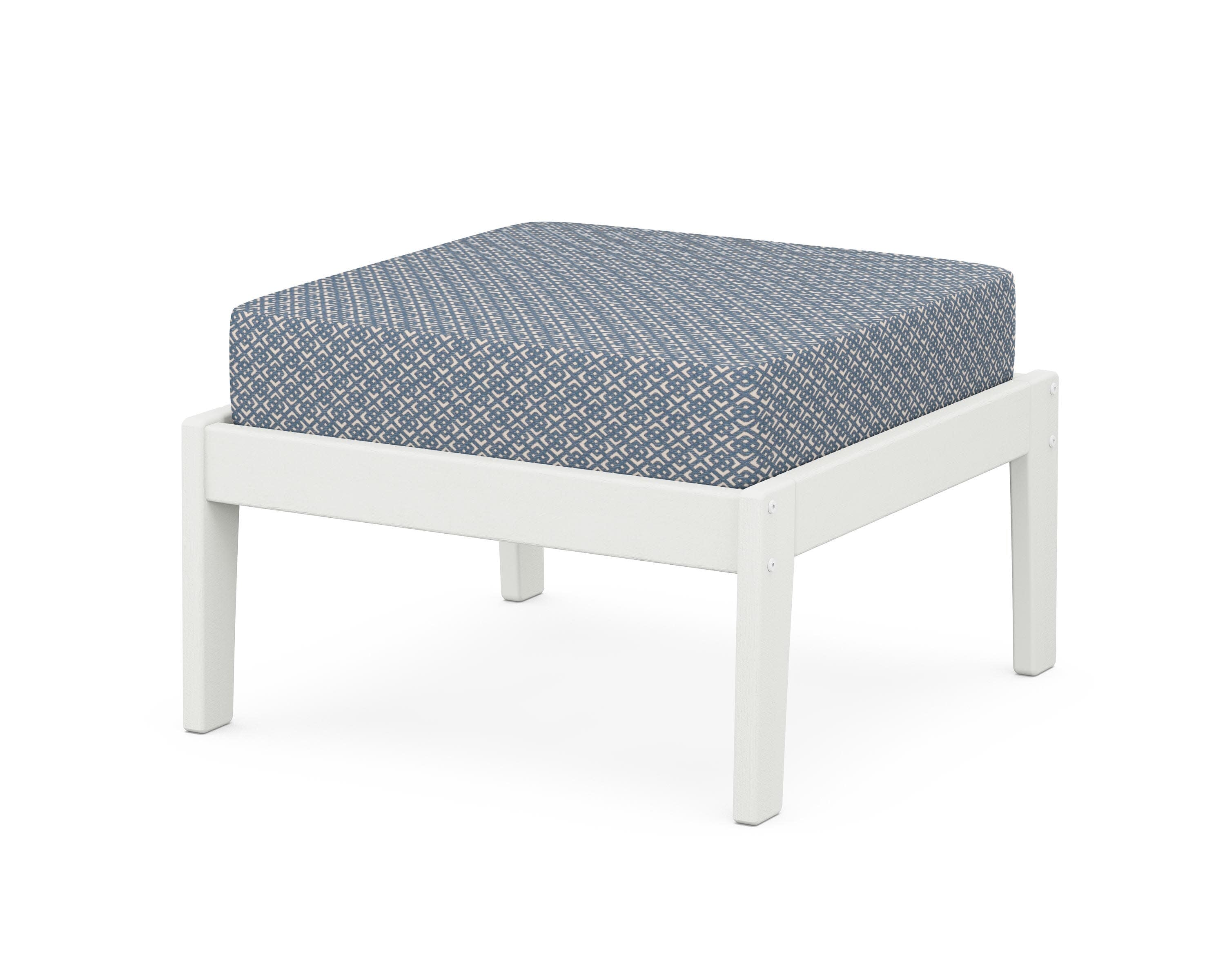 Deep Seating Ottoman in Vintage White / Hopscotch