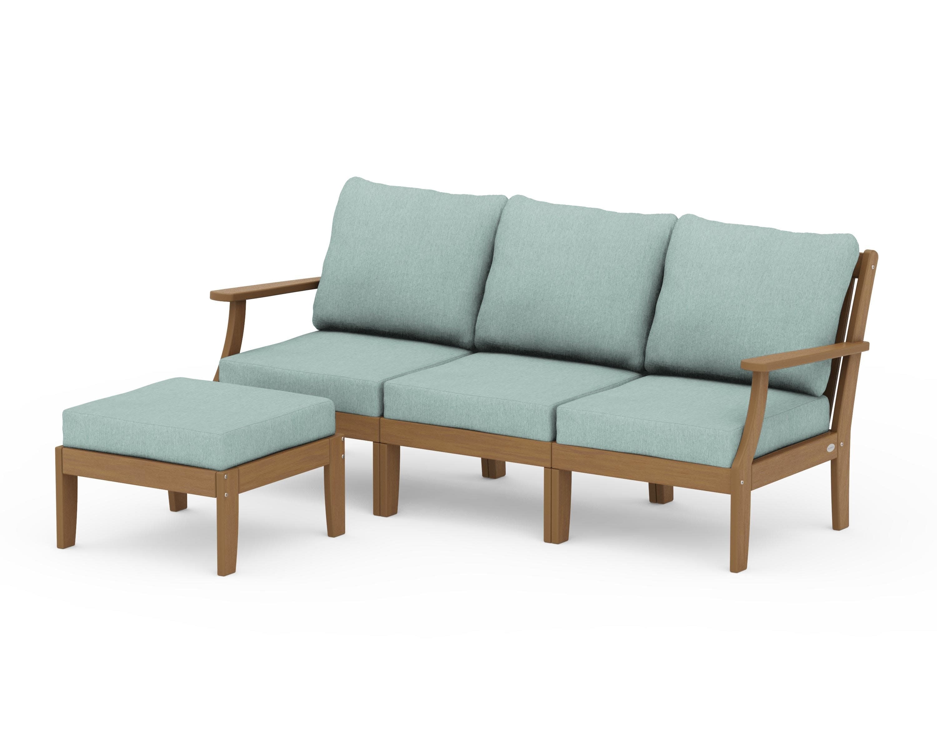 Braxton Modular 4-Piece Deep Seating Set with Ottoman in Natural / Glacier Spa