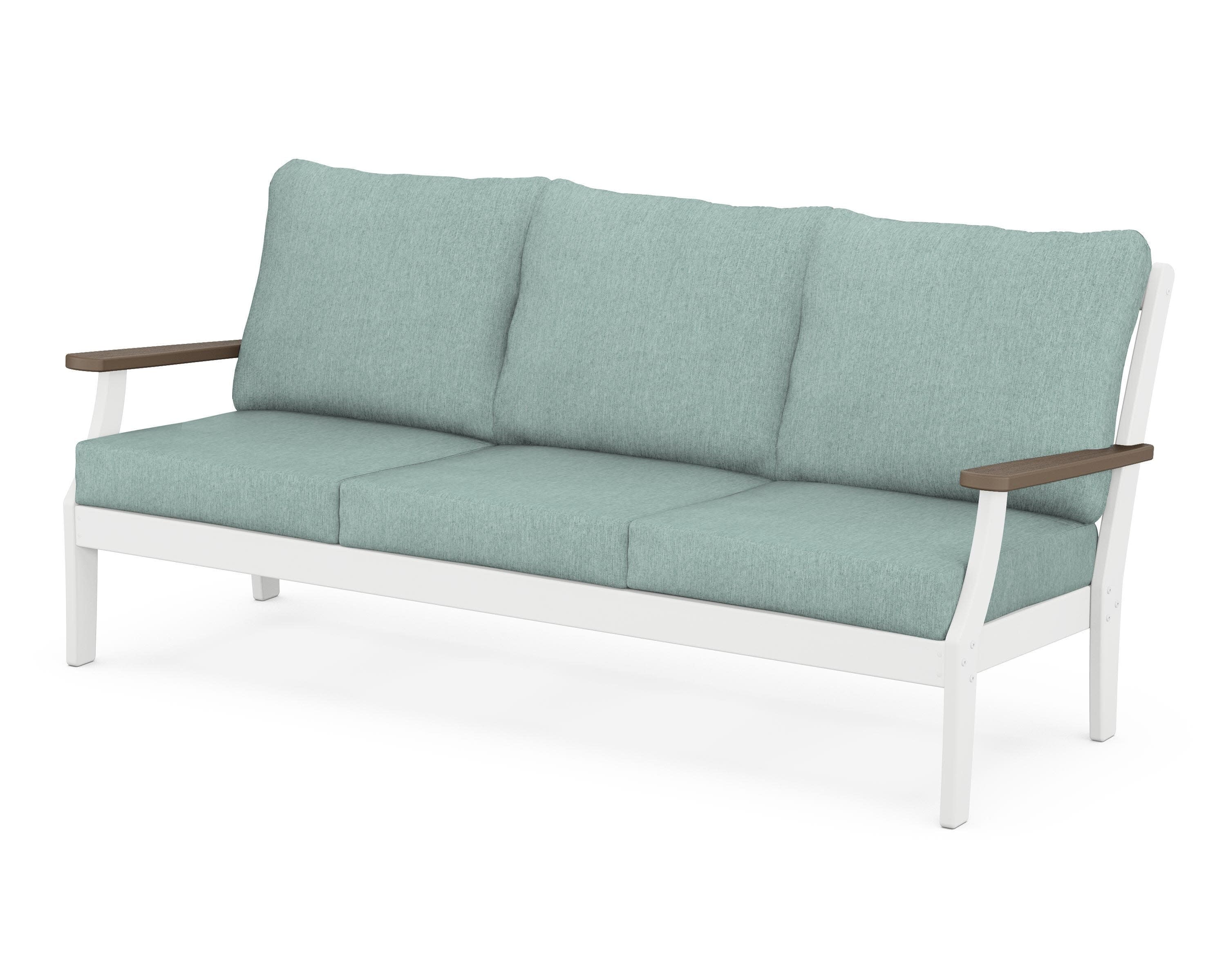 Braxton Deep Seating Sofa in White / Kona / Glacier Spa