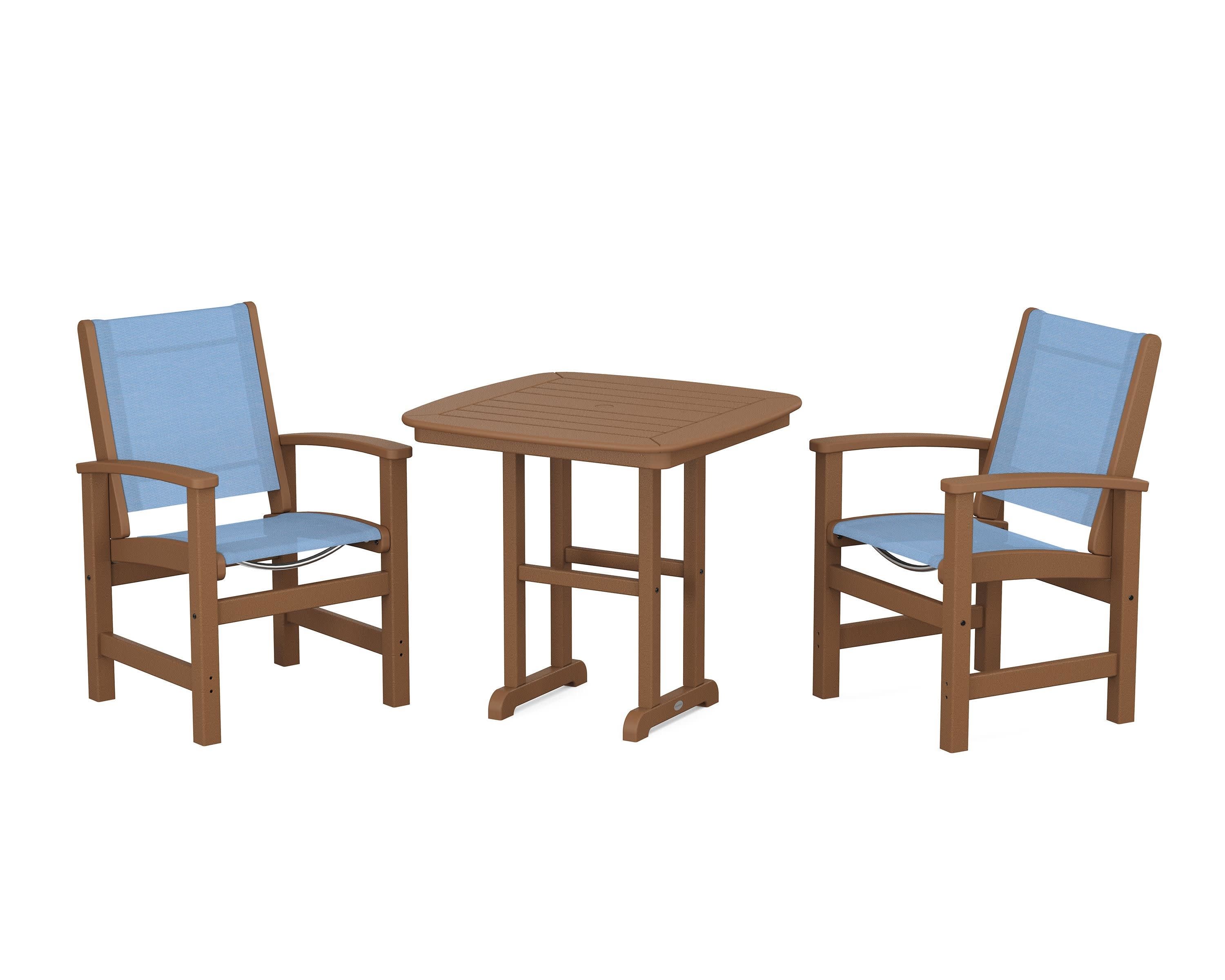 Coastal 3-Piece Dining Set in Teak / Poolside Sling