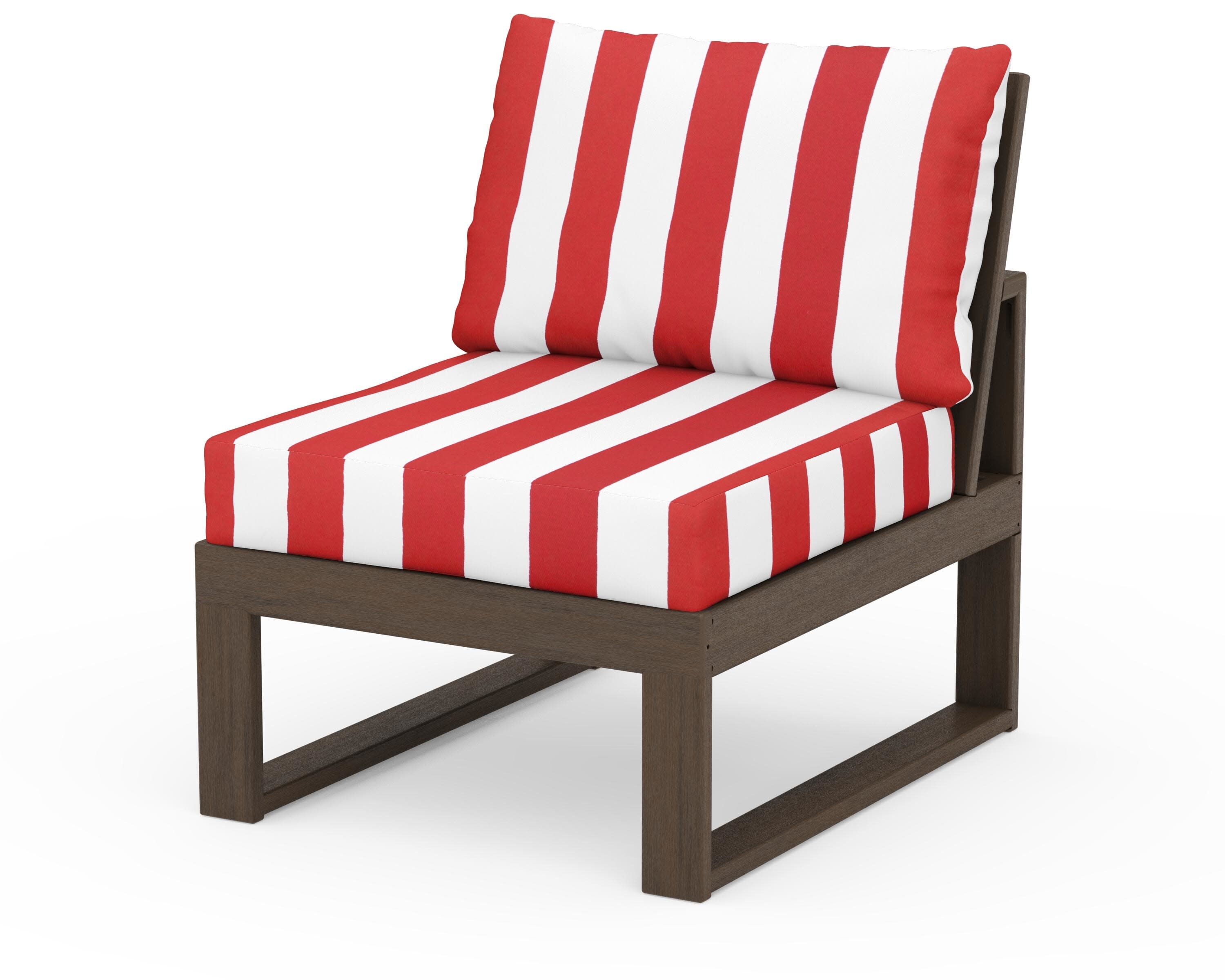 Modular Armless Chair in Kona / Cabana Stripe Crimson