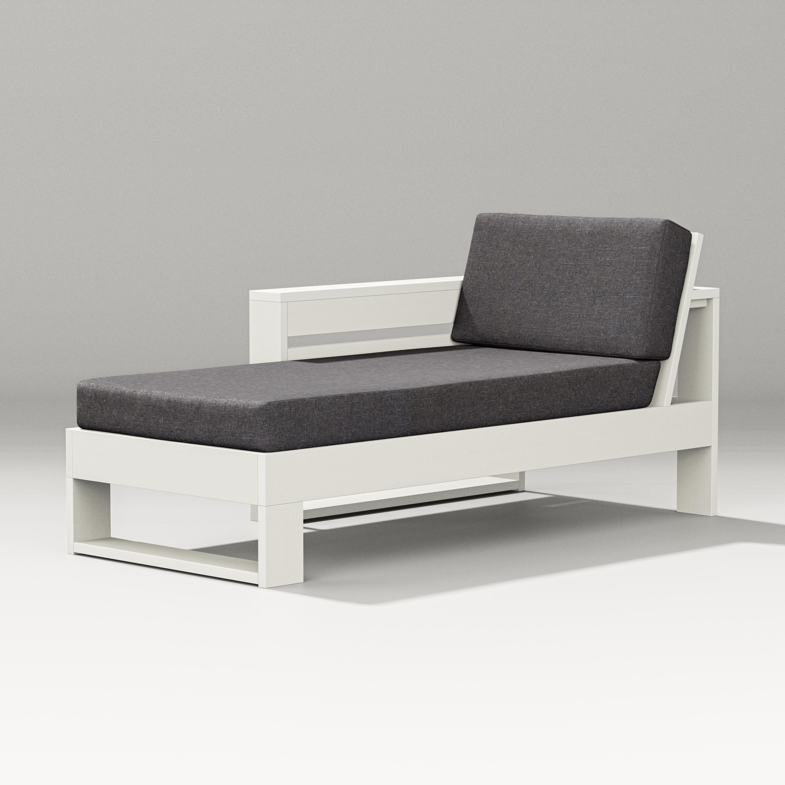 Latitude Modular Left Arm Chaise in Vintage White / Ash Charcoal