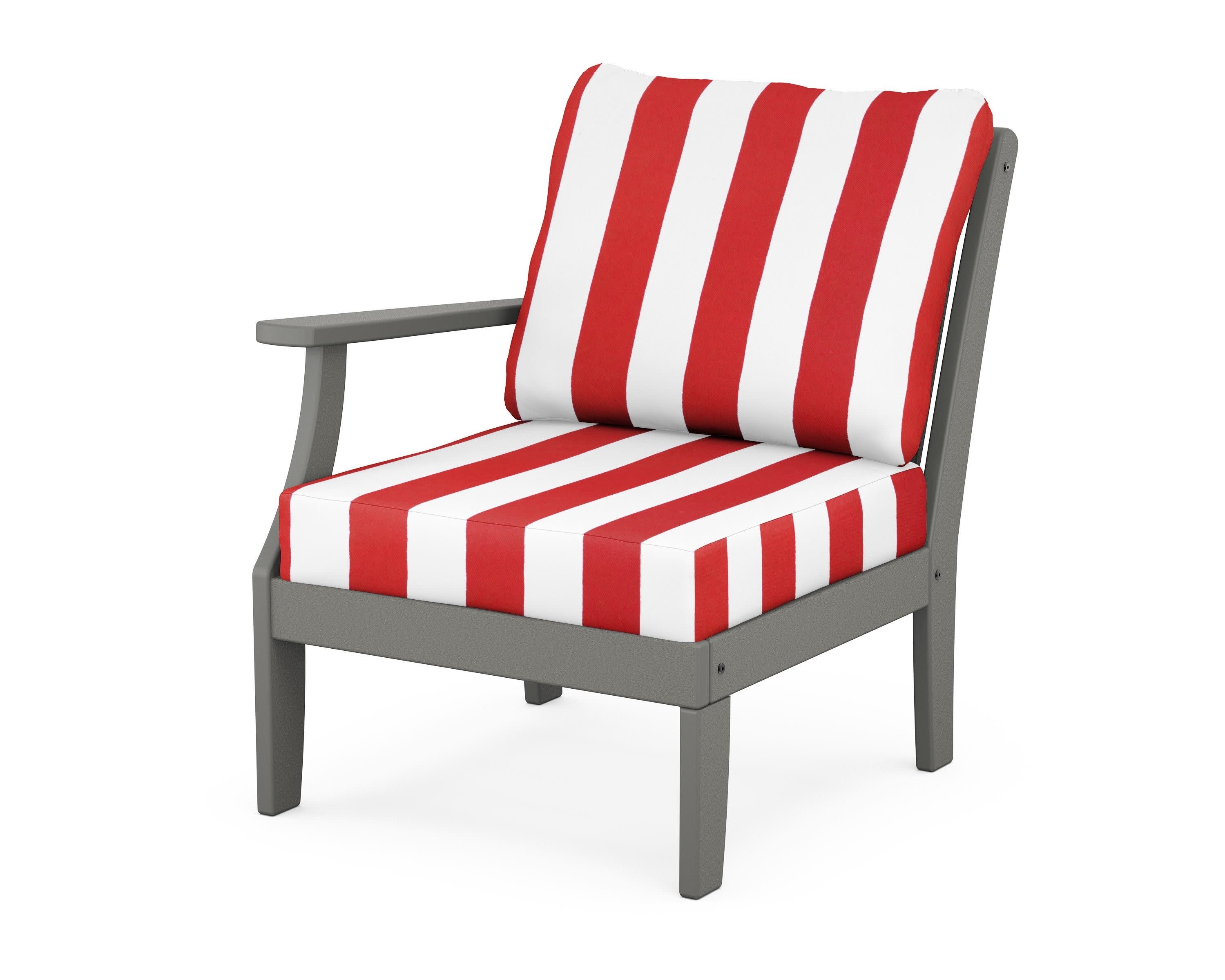 Braxton Modular Left Arm Chair in Slate Grey / Cabana Stripe Crimson