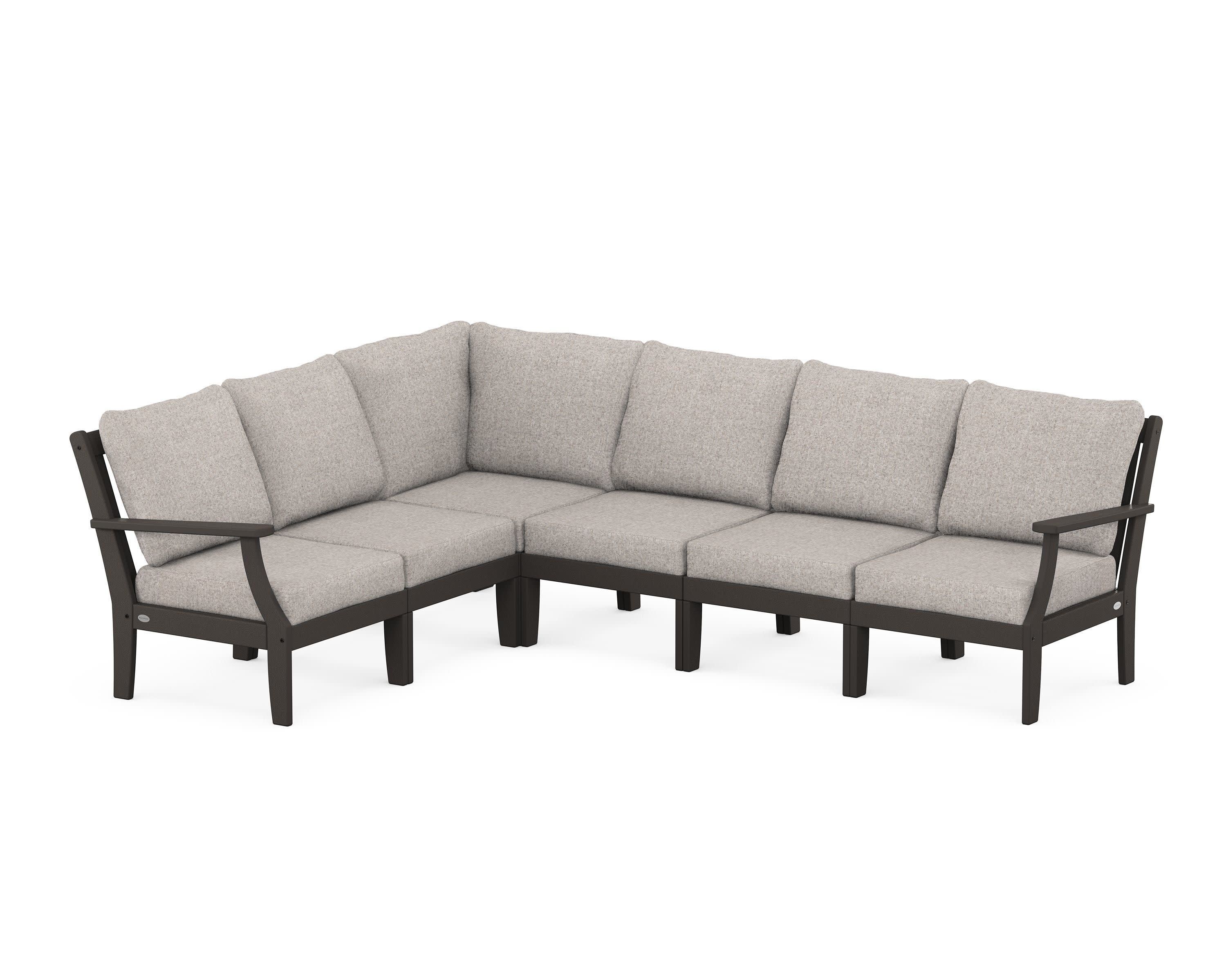 Braxton Modular 6-Piece Deep Seating Set in Vintage Coffee / Weathered Tweed