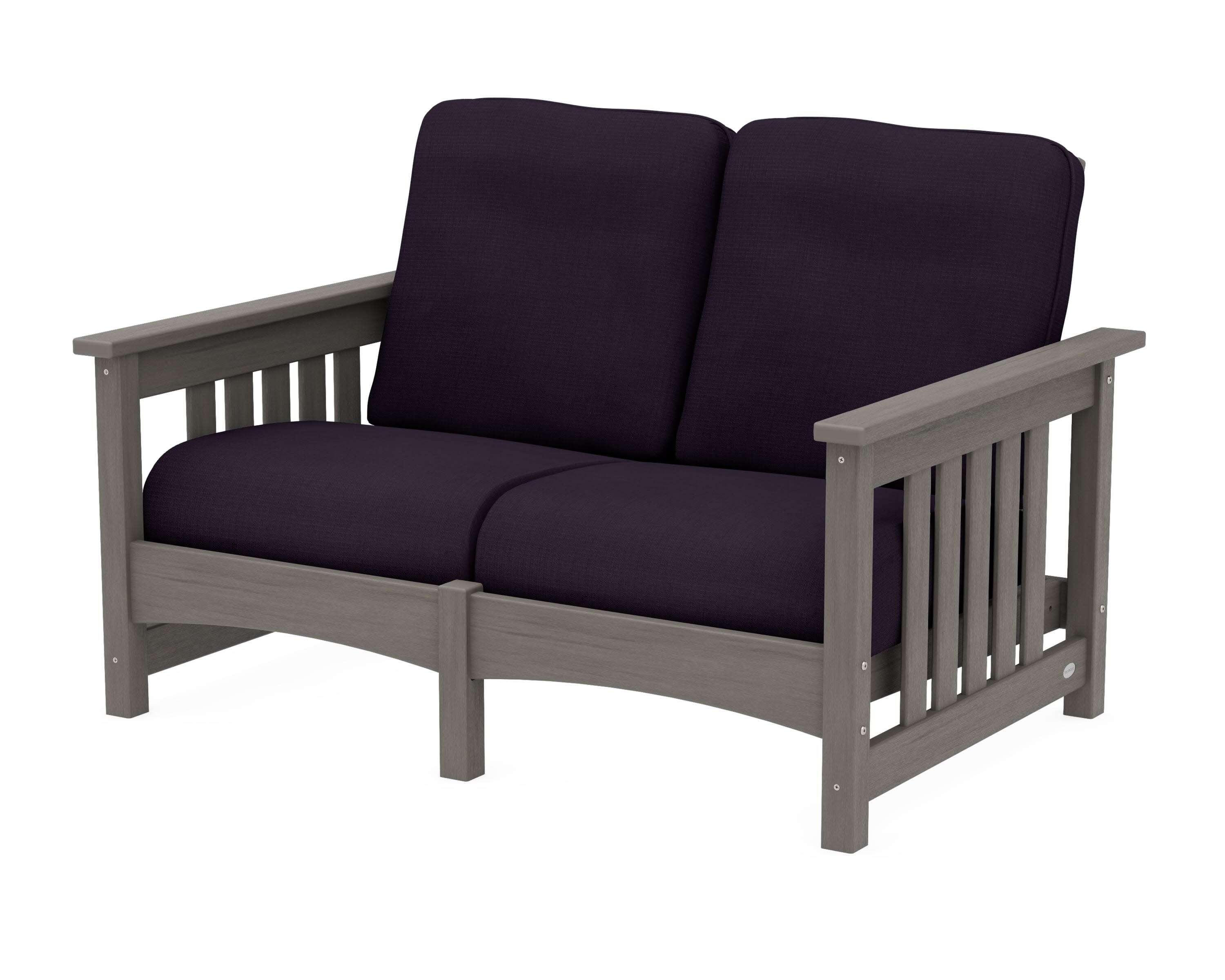 Club Mission Loveseat in Driftwood / Navy Linen