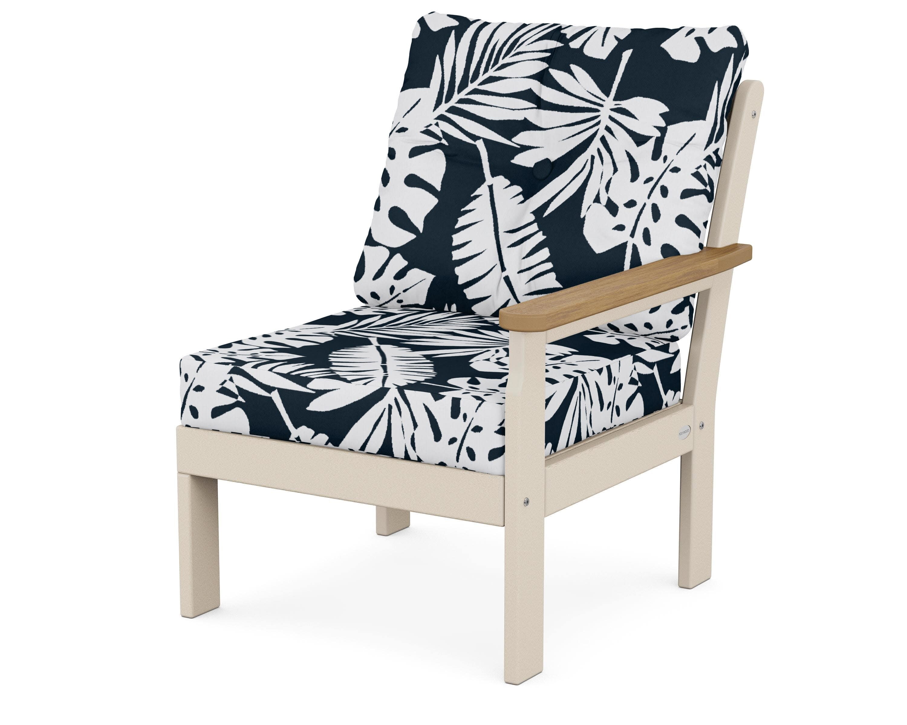 Vineyard Modular Right Arm Chair in Sand / Natural / Leaf Marine Indigo