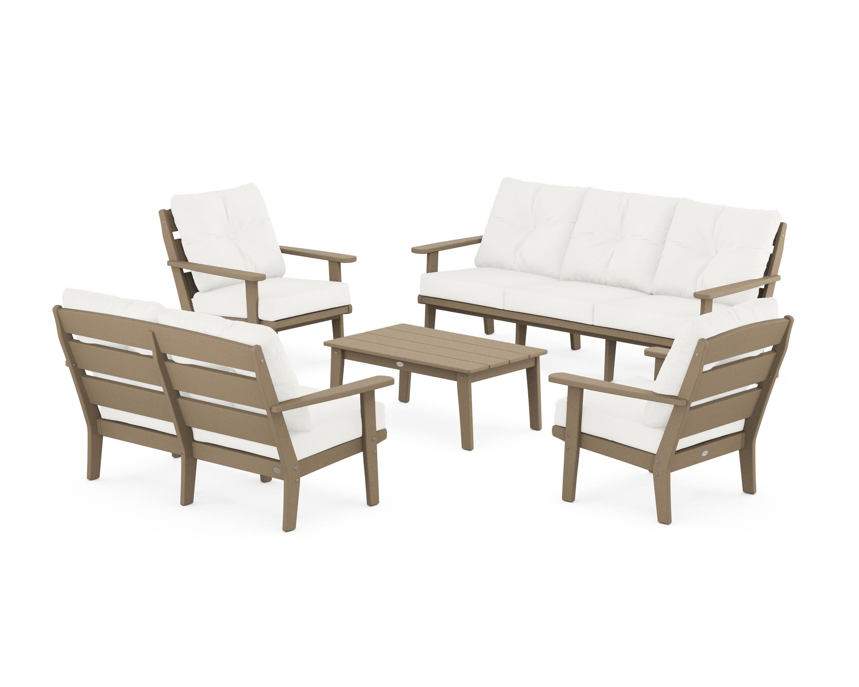 Lakeside 5-Piece Lounge Sofa Set in Vintage Sahara / Natural Linen