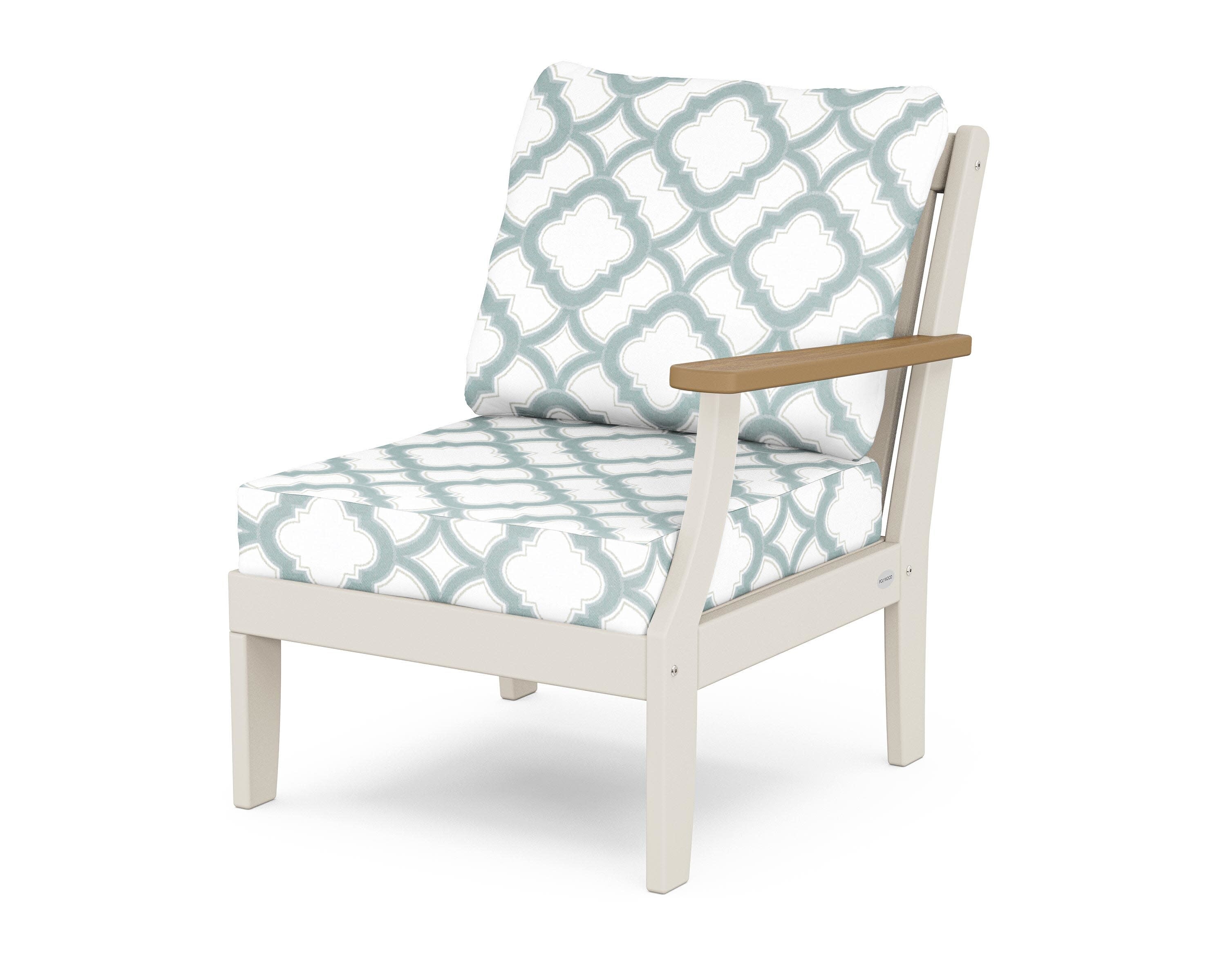Braxton Modular Right Arm Chair in Sand / Natural / Trellis Glacier Spa