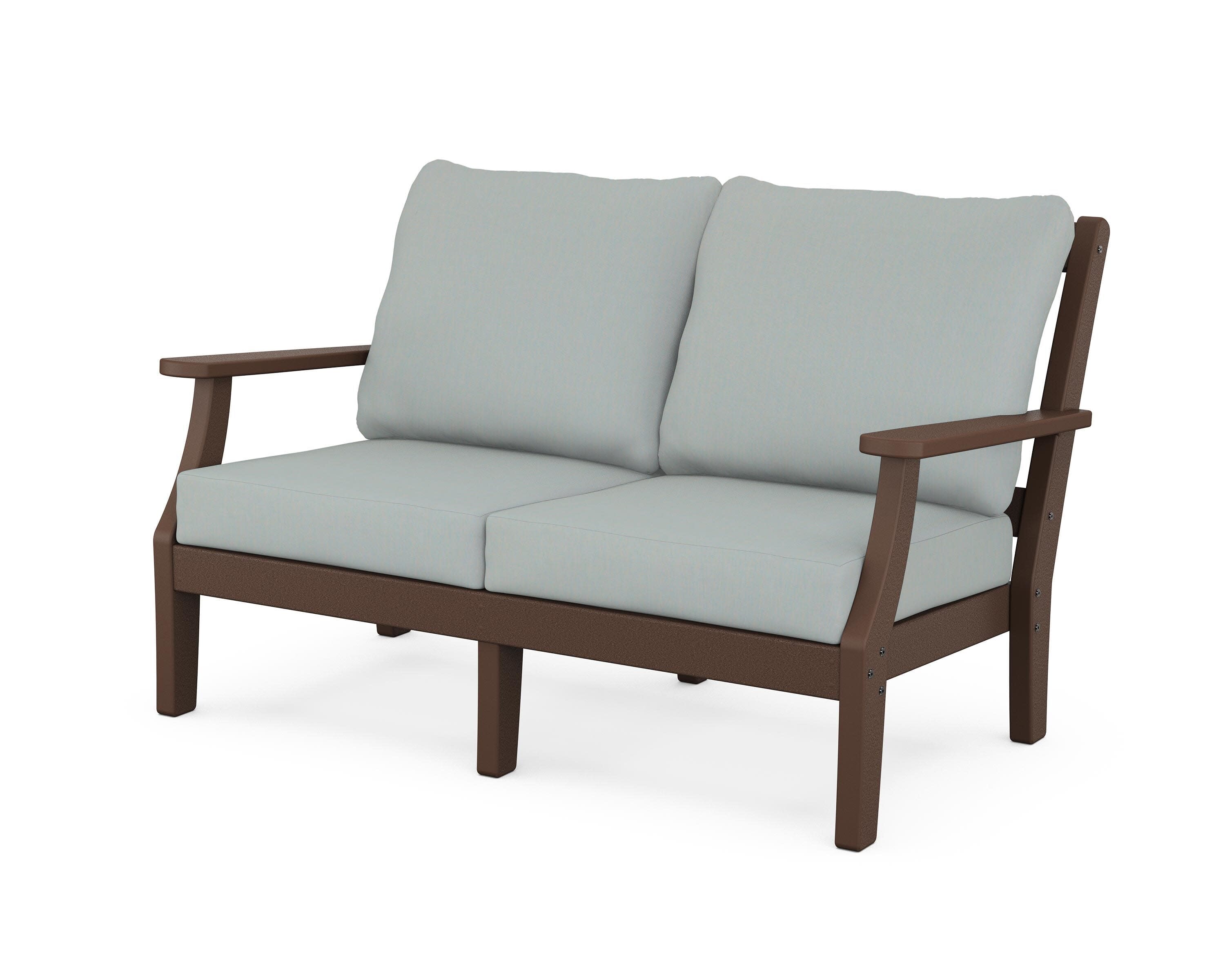Chinoiserie Deep Seating Loveseat in Mahogany / Spa