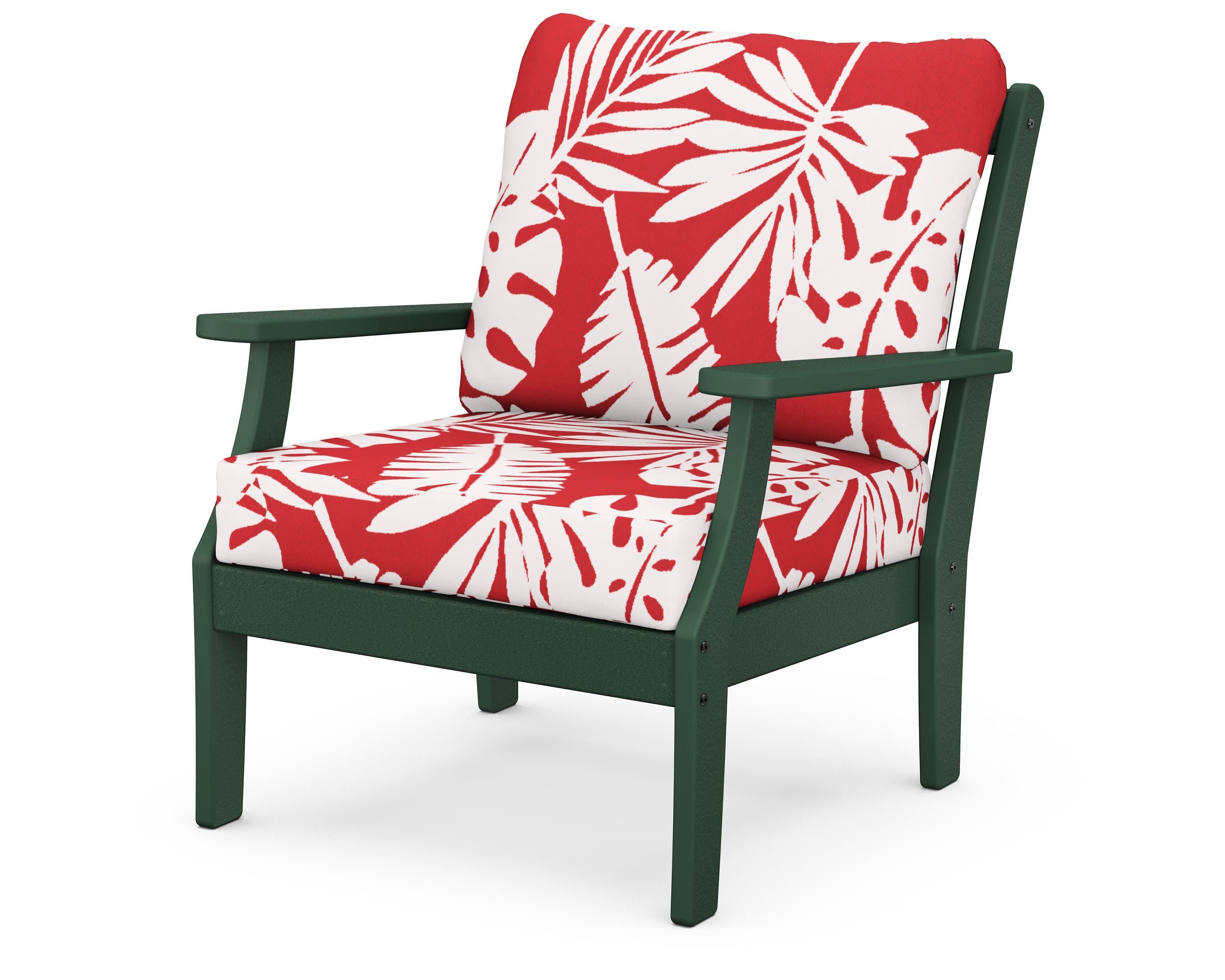 Braxton Deep Seating Chair in Green / Leaf Crimson