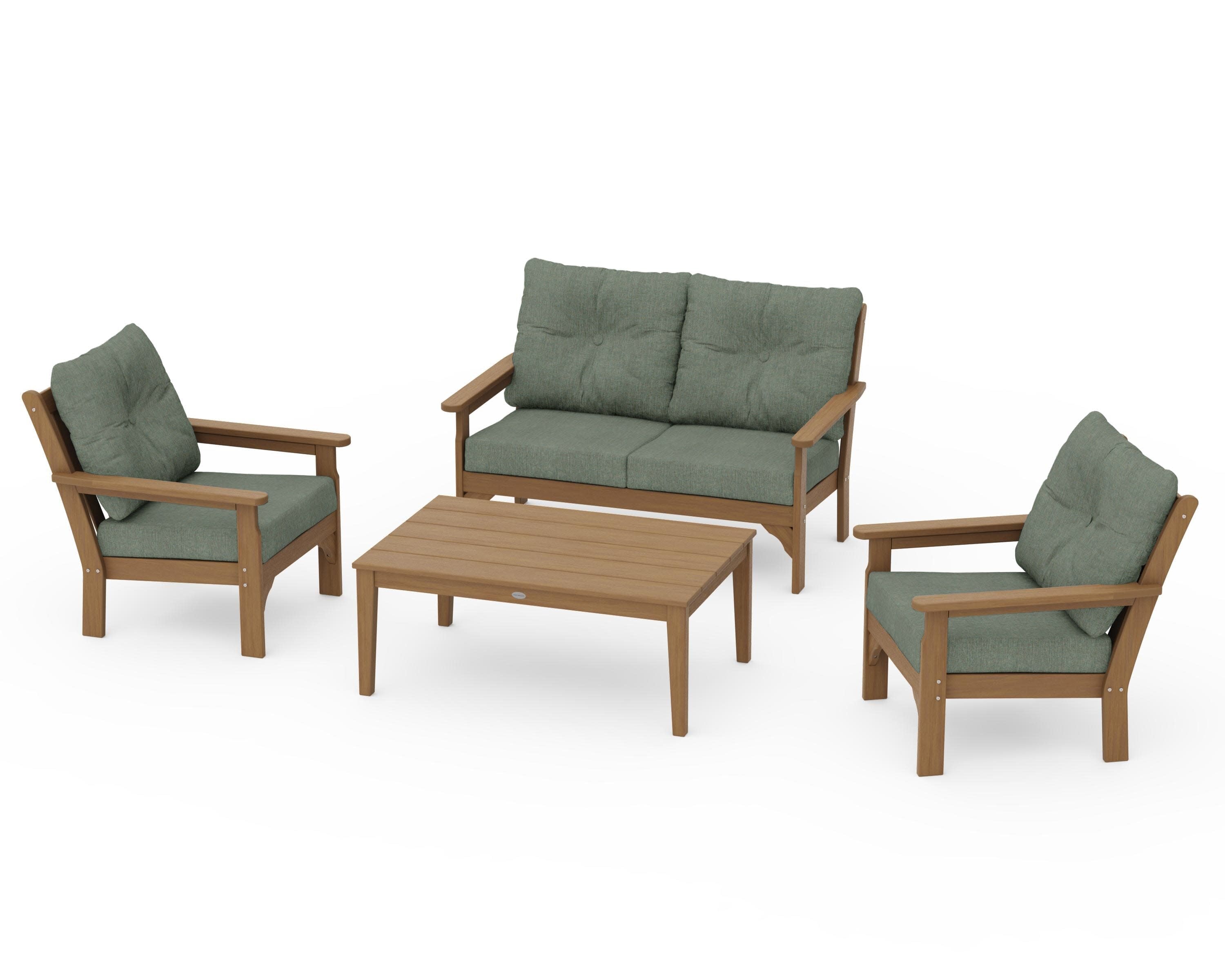 Vineyard 4-Piece Deep Seating Set in Natural / Cast Sage