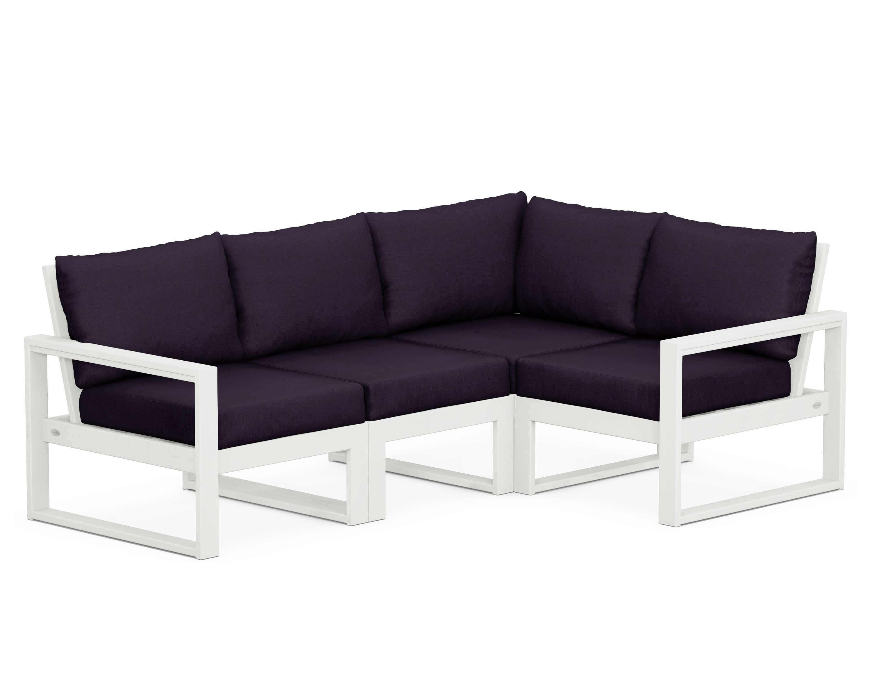 EDGE 4-Piece Modular Deep Seating Set in Vintage White / Navy Linen