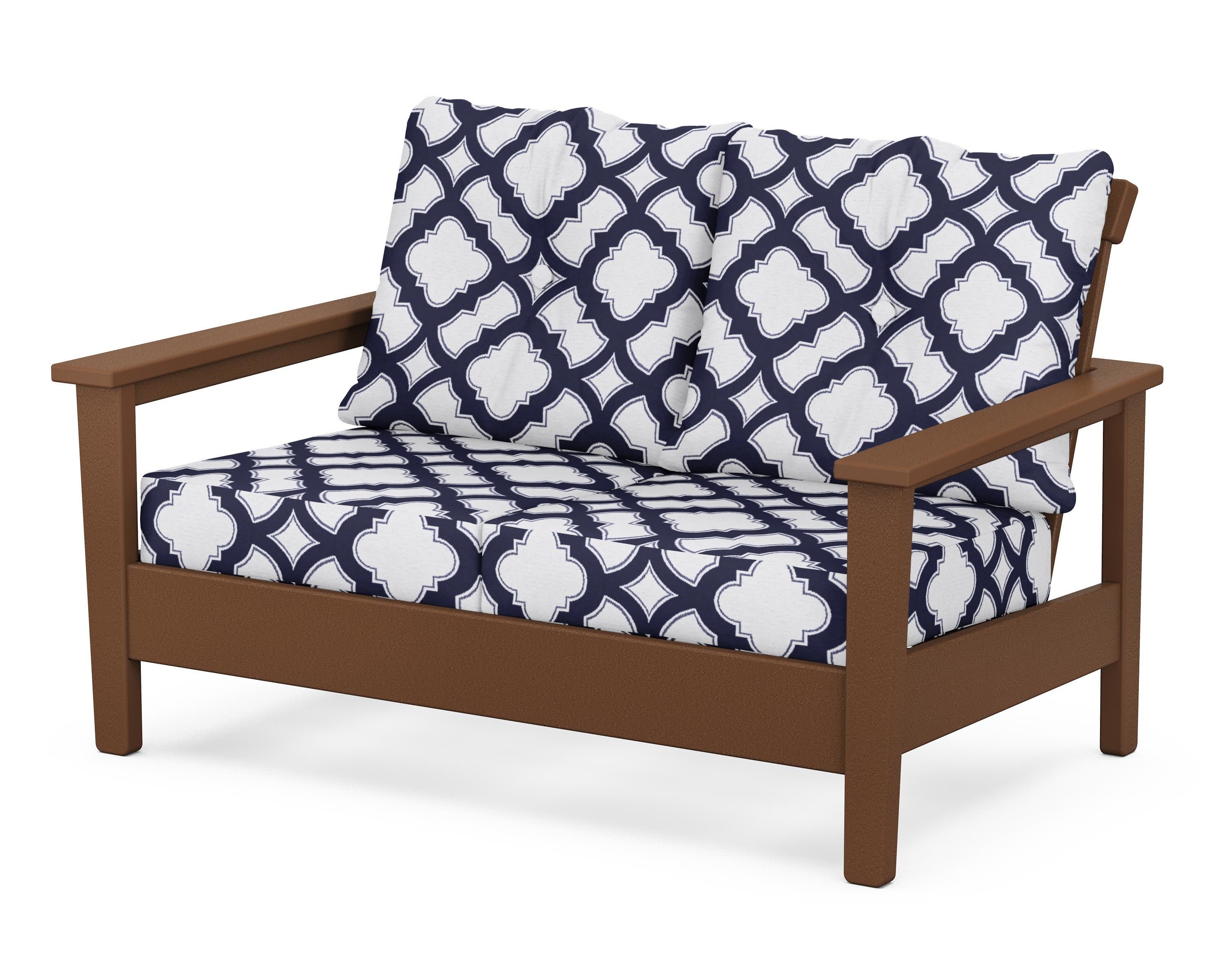 Prescott Deep Seating Loveseat in Teak / Trellis Navy